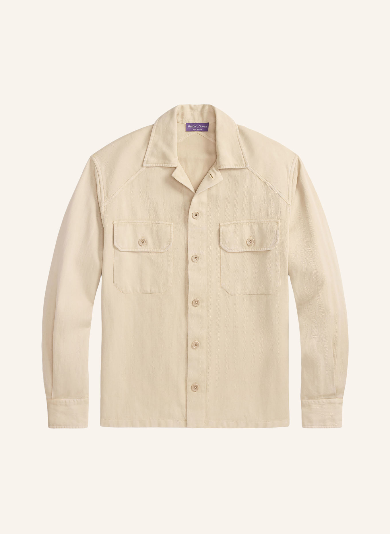 RALPH LAUREN PURPLE LABEL Linen Overshirt: CREAM