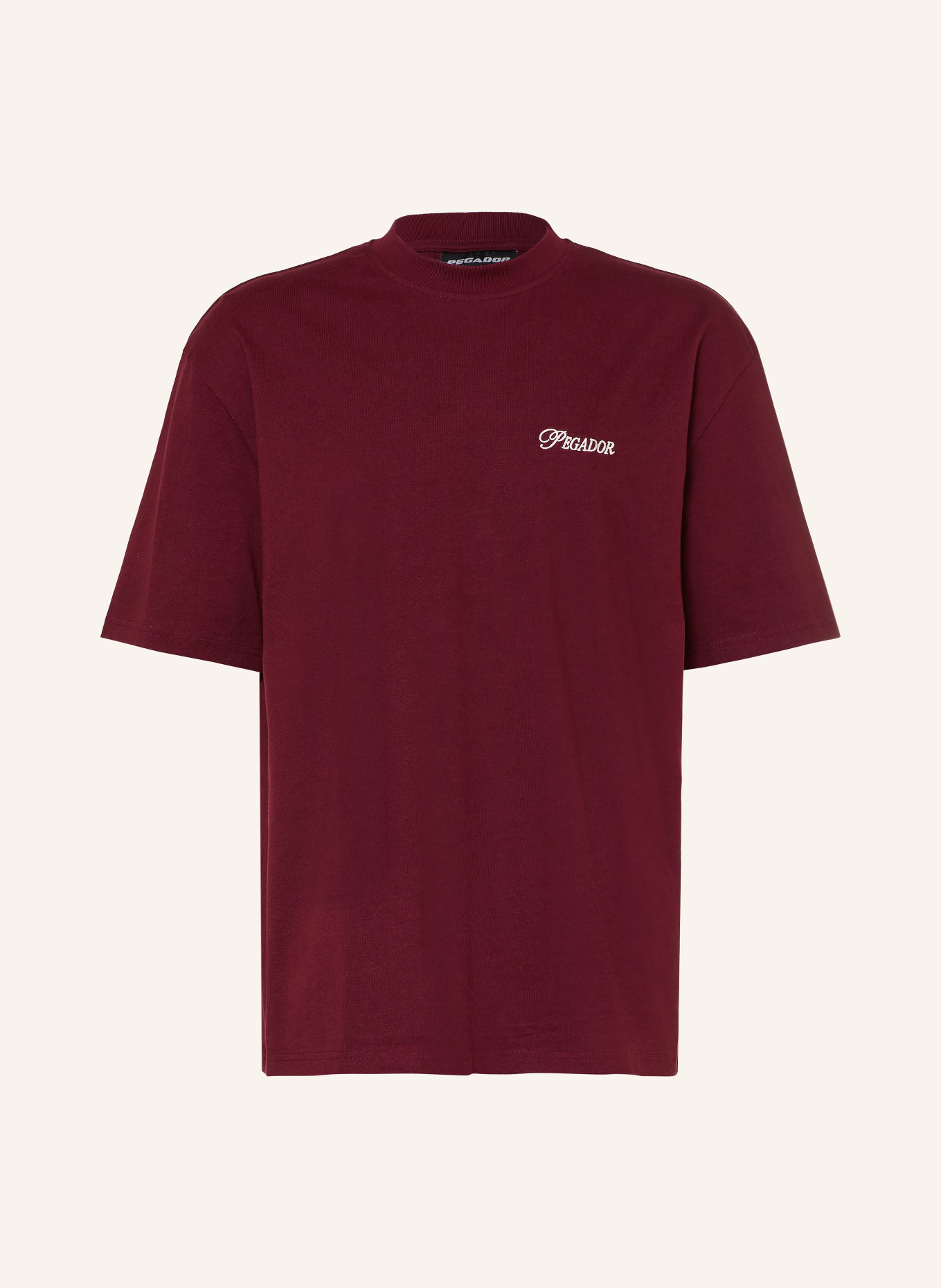 PEGADOR T-shirt oversize CARLOFORTE: ROUGE FONCÉ / BLANC