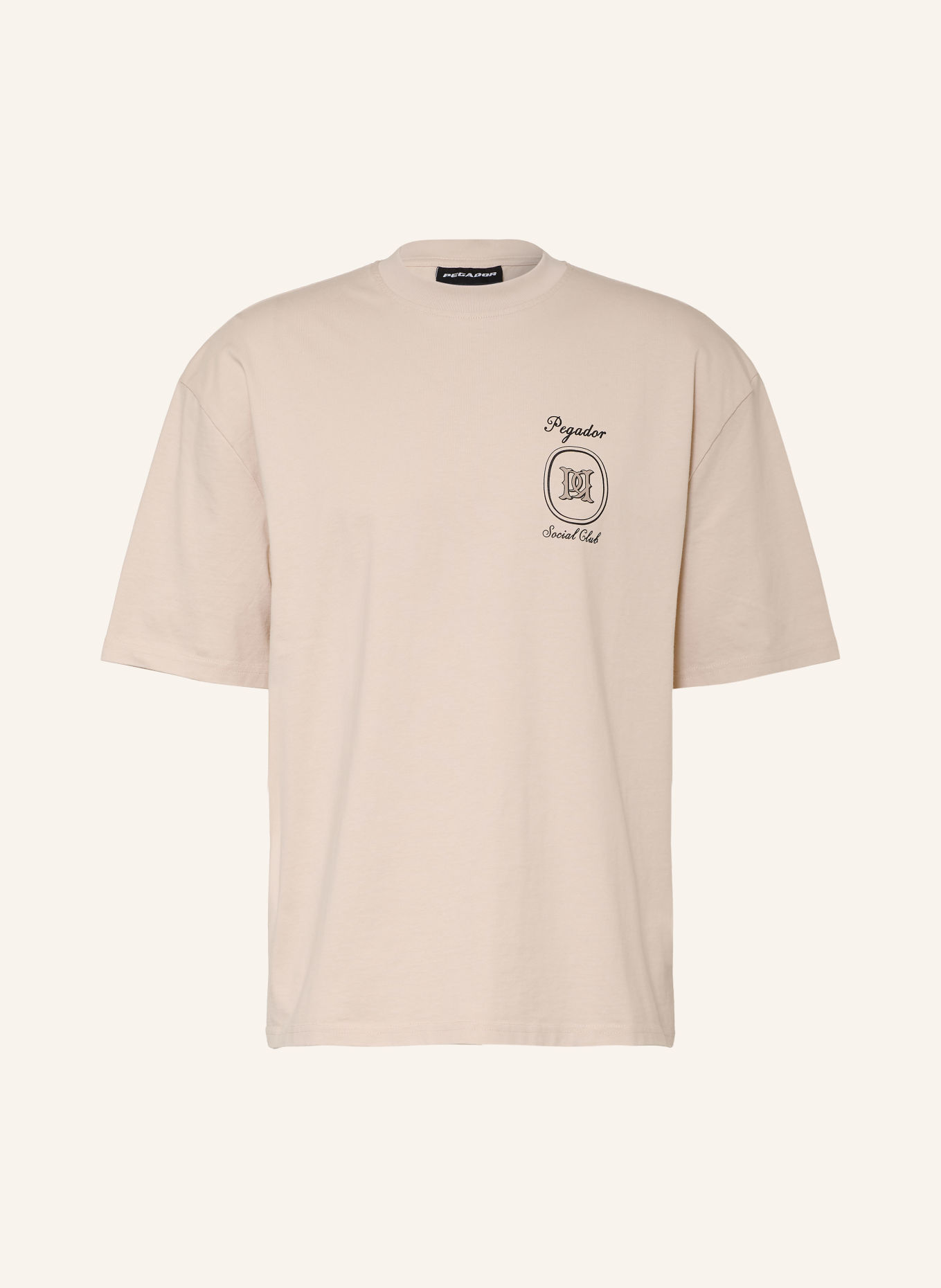 PEGADOR Oversized tričko CASOLI: SVĚTLE HNĚDÁ / ČERNÁ