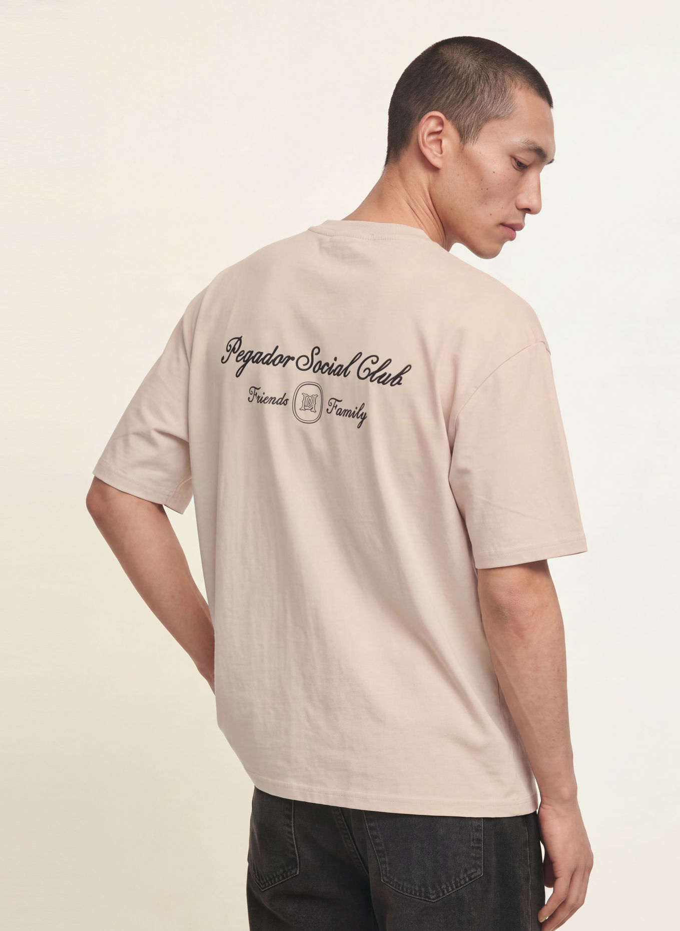 PEGADOR Oversized tričko CASOLI: SVĚTLE HNĚDÁ / ČERNÁ