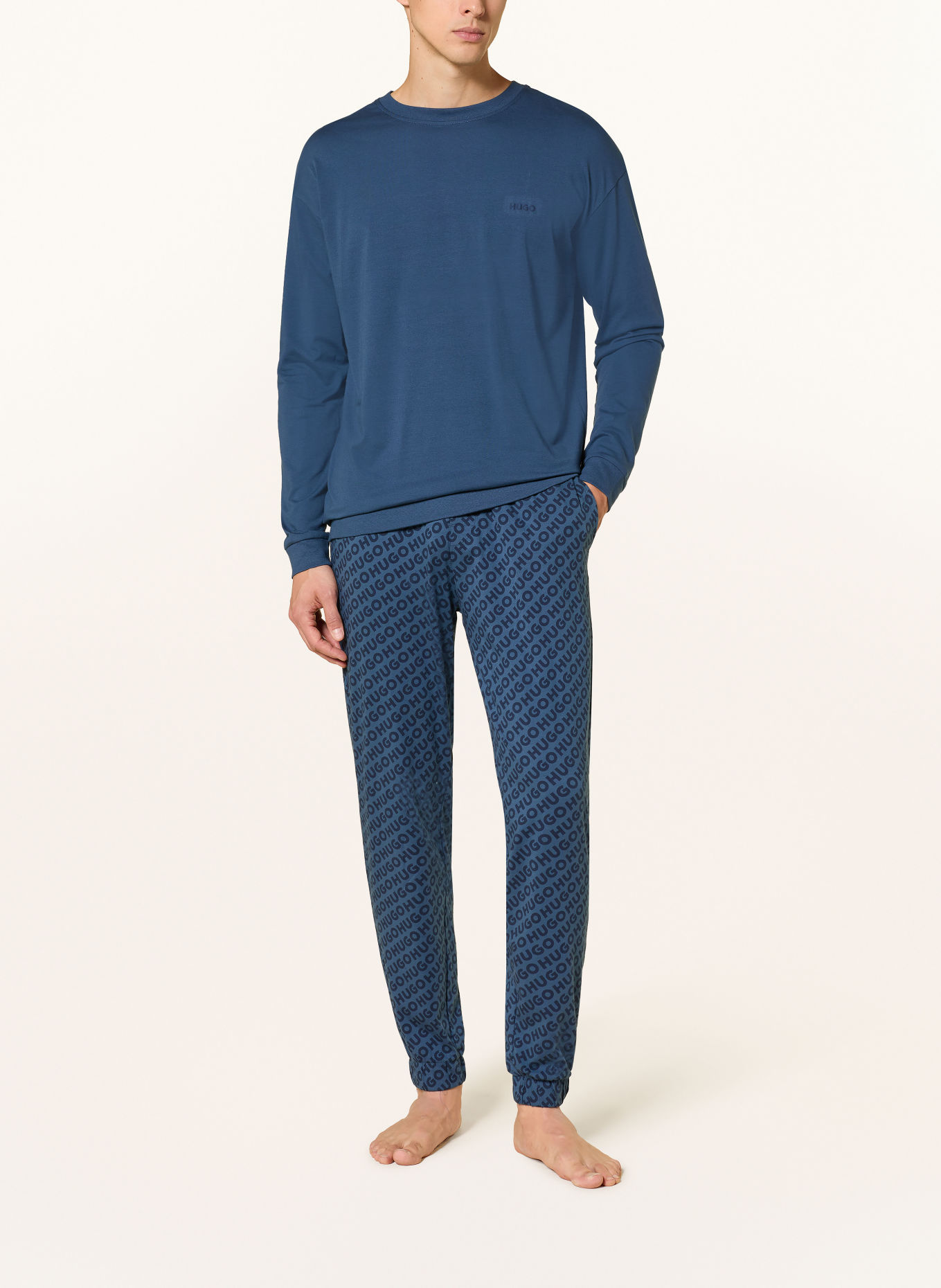 HUGO ELION Jersey Pajamas: DARK BLUE