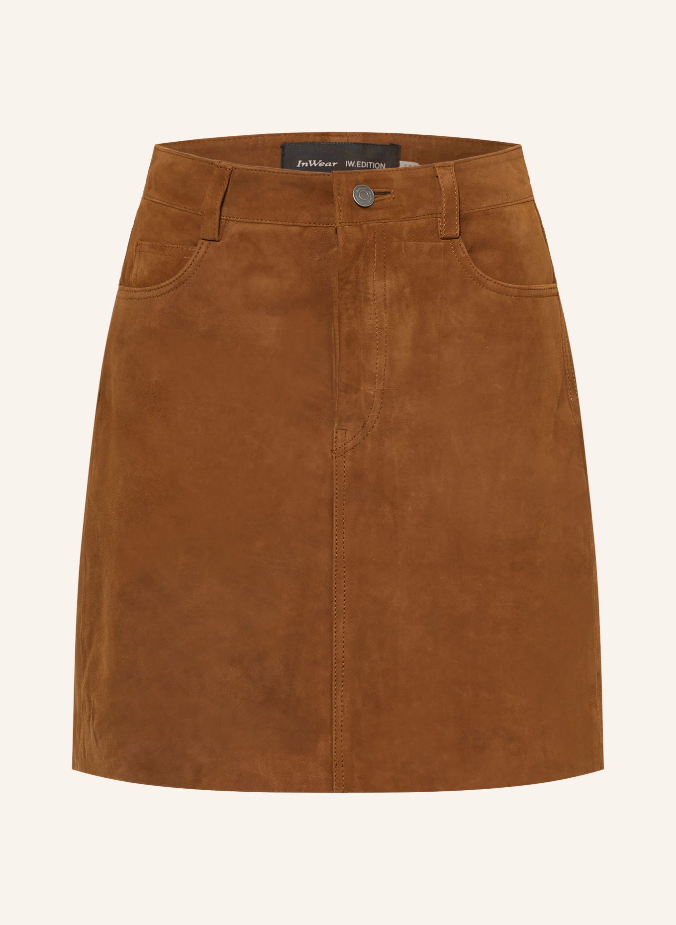 InWear HELKIIW Leather Skirt: COGNAC