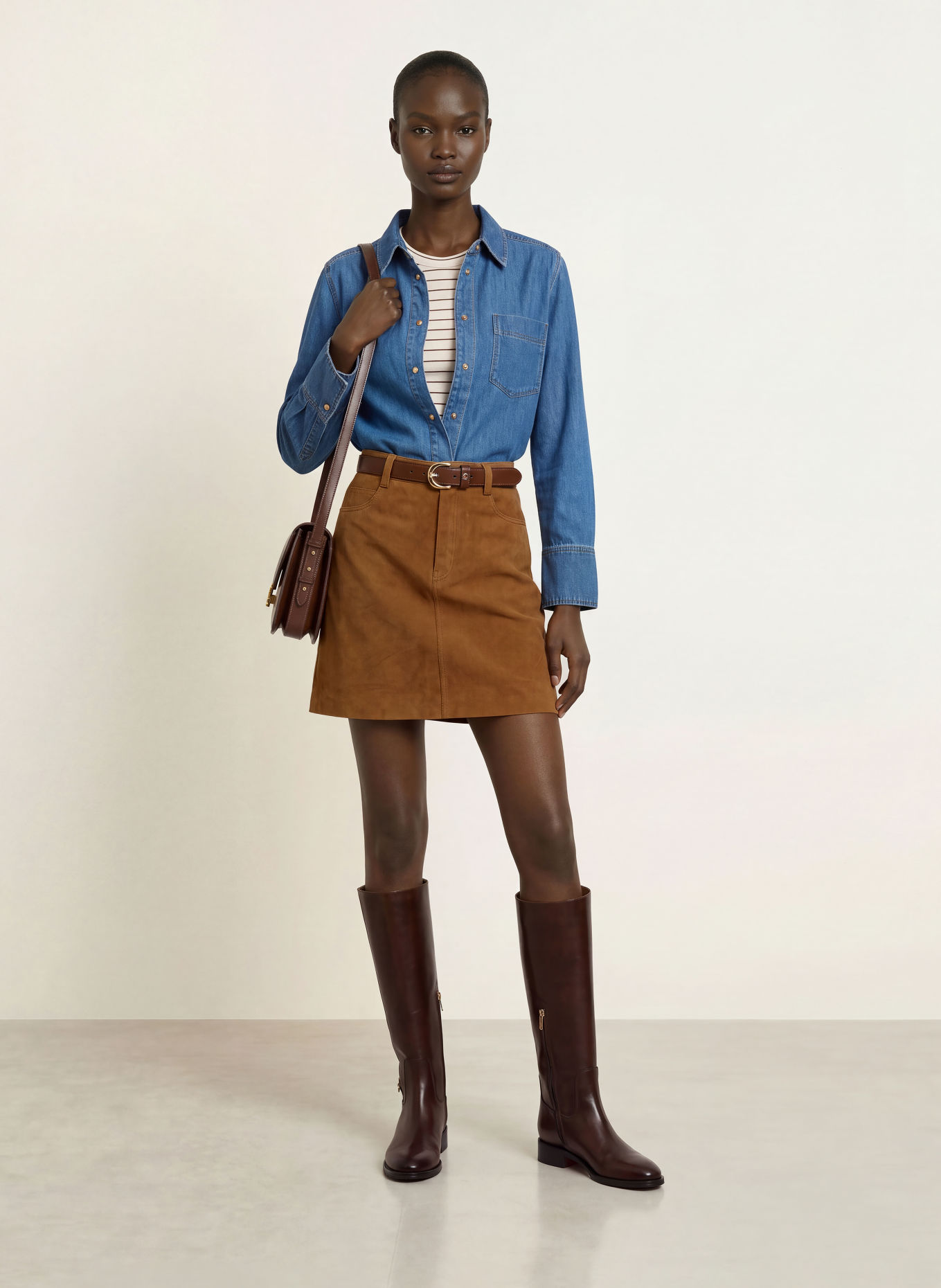InWear HELKIIW Leather Skirt: COGNAC