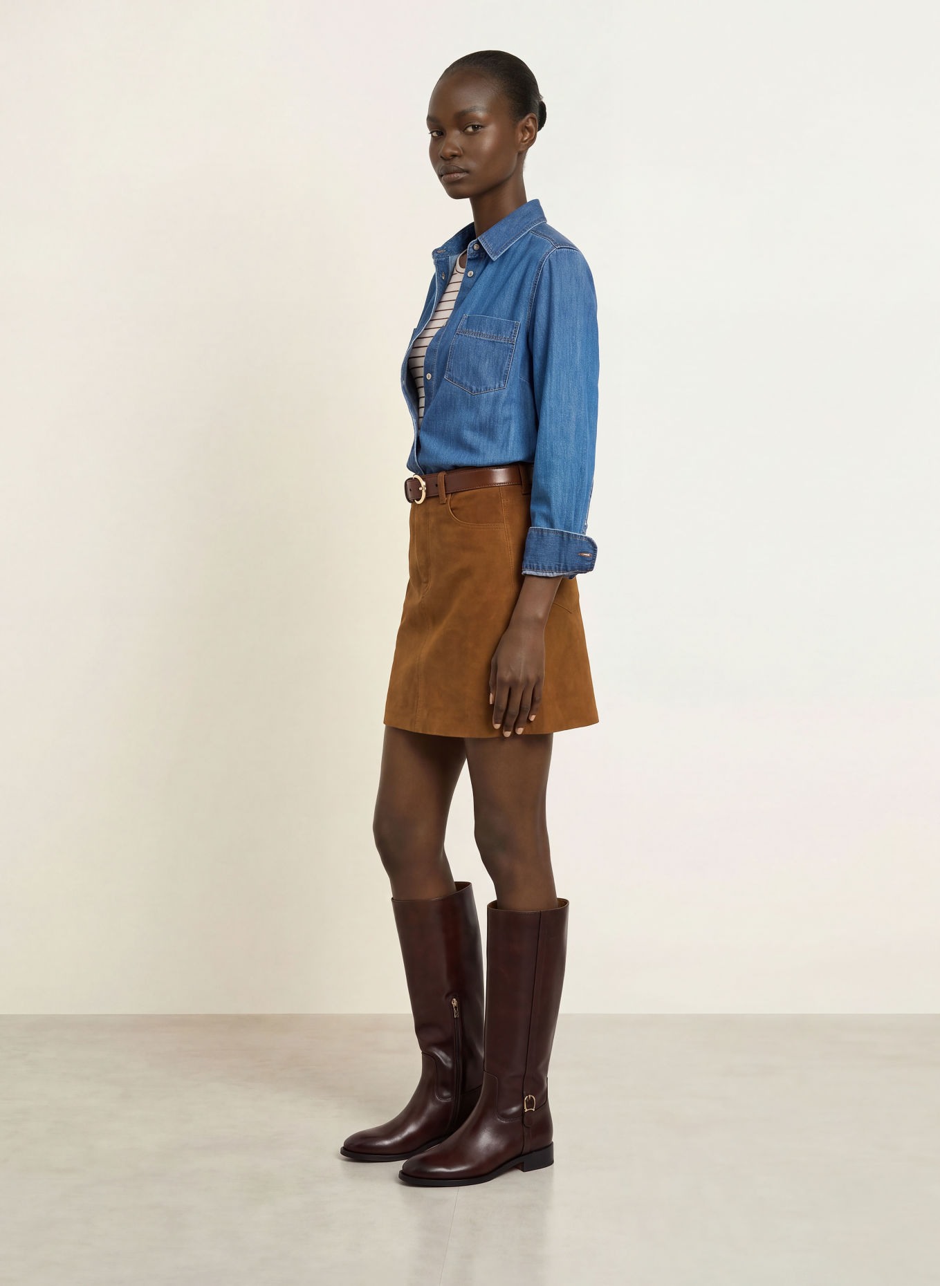 InWear HELKIIW Leather Skirt: COGNAC