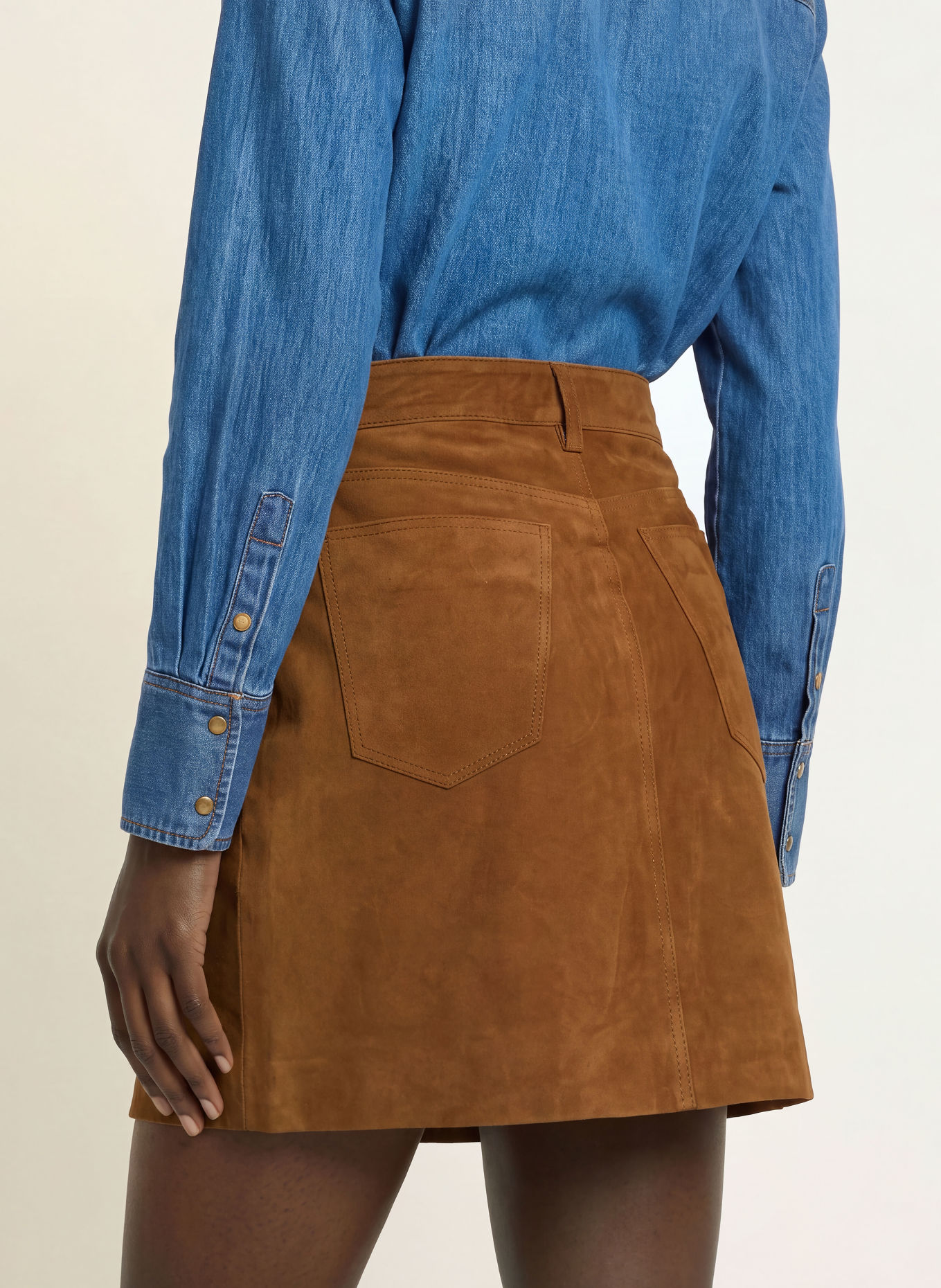 InWear HELKIIW Leather Skirt: COGNAC