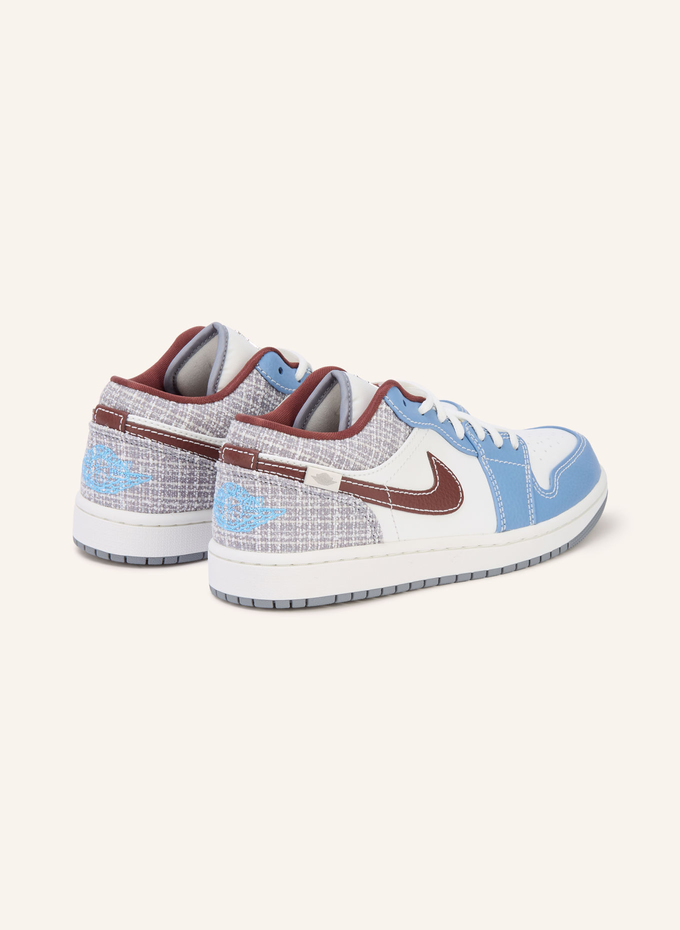 JORDAN Sneakers AIR JORDAN 1 LOW: WIT / BRUIN / LICHTBLAUW