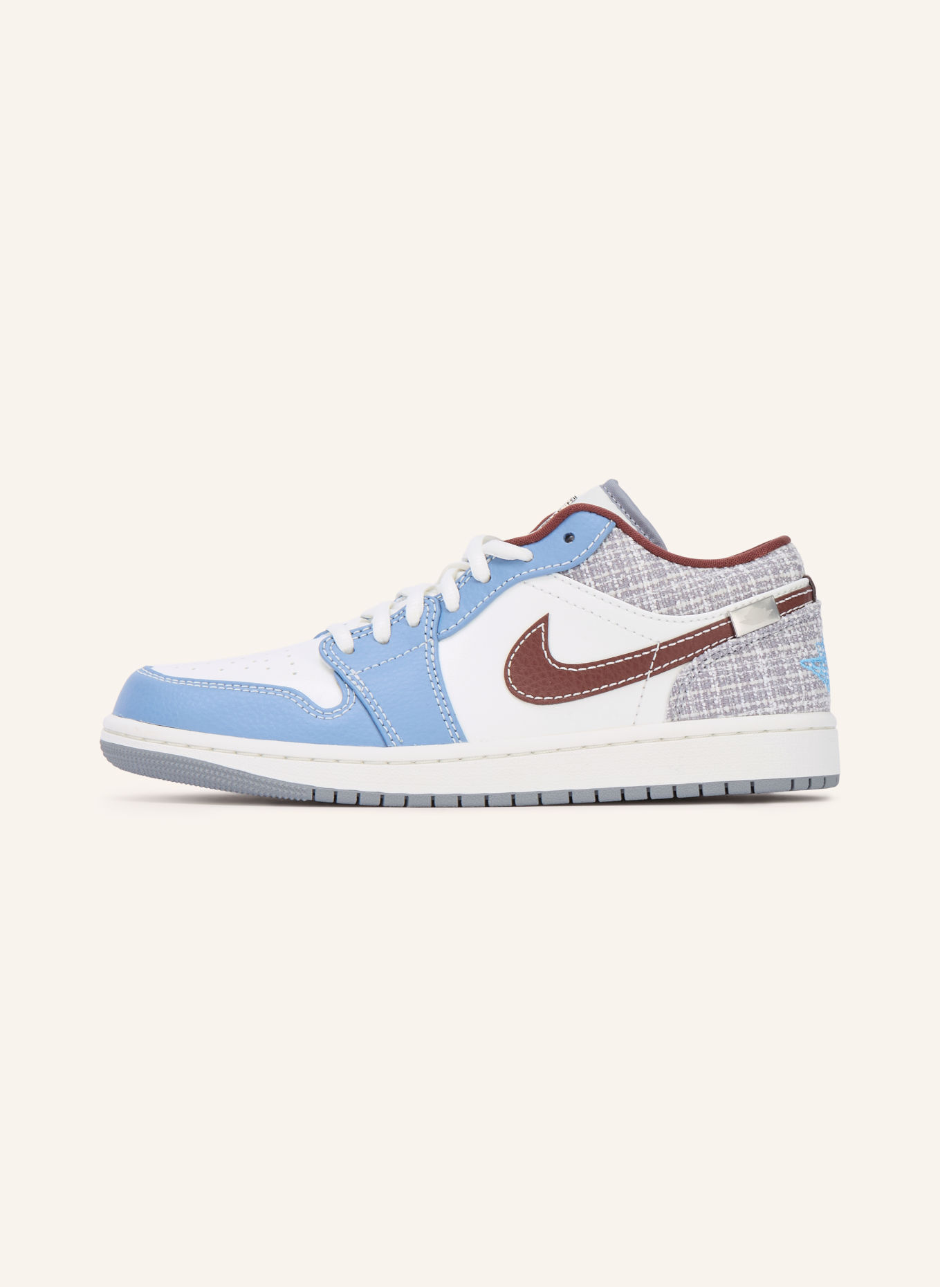 JORDAN Sneakers AIR JORDAN 1 LOW: WIT / BRUIN / LICHTBLAUW