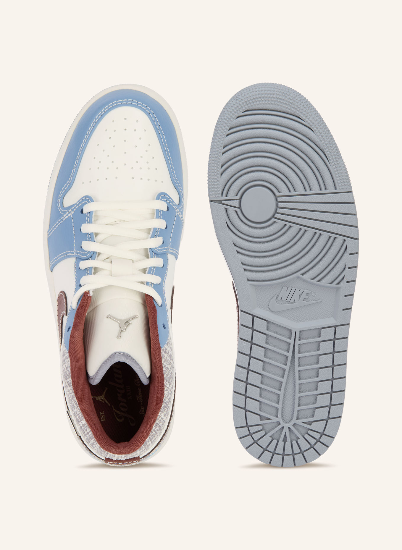 JORDAN Sneakers AIR JORDAN 1 LOW: WIT / BRUIN / LICHTBLAUW
