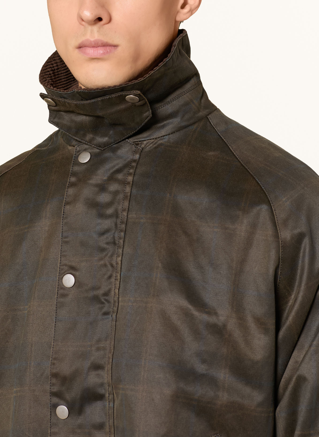 RETERNITY Jacka CHECKERED WAXED: MÖRKBRUN / BEIGE / BLÅ