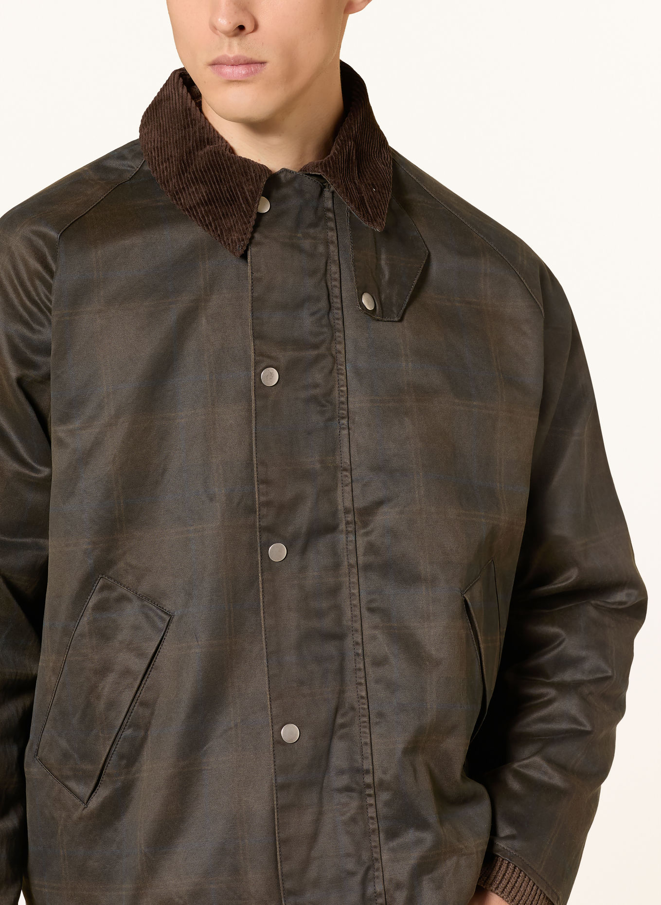 RETERNITY Jacka CHECKERED WAXED: MÖRKBRUN / BEIGE / BLÅ