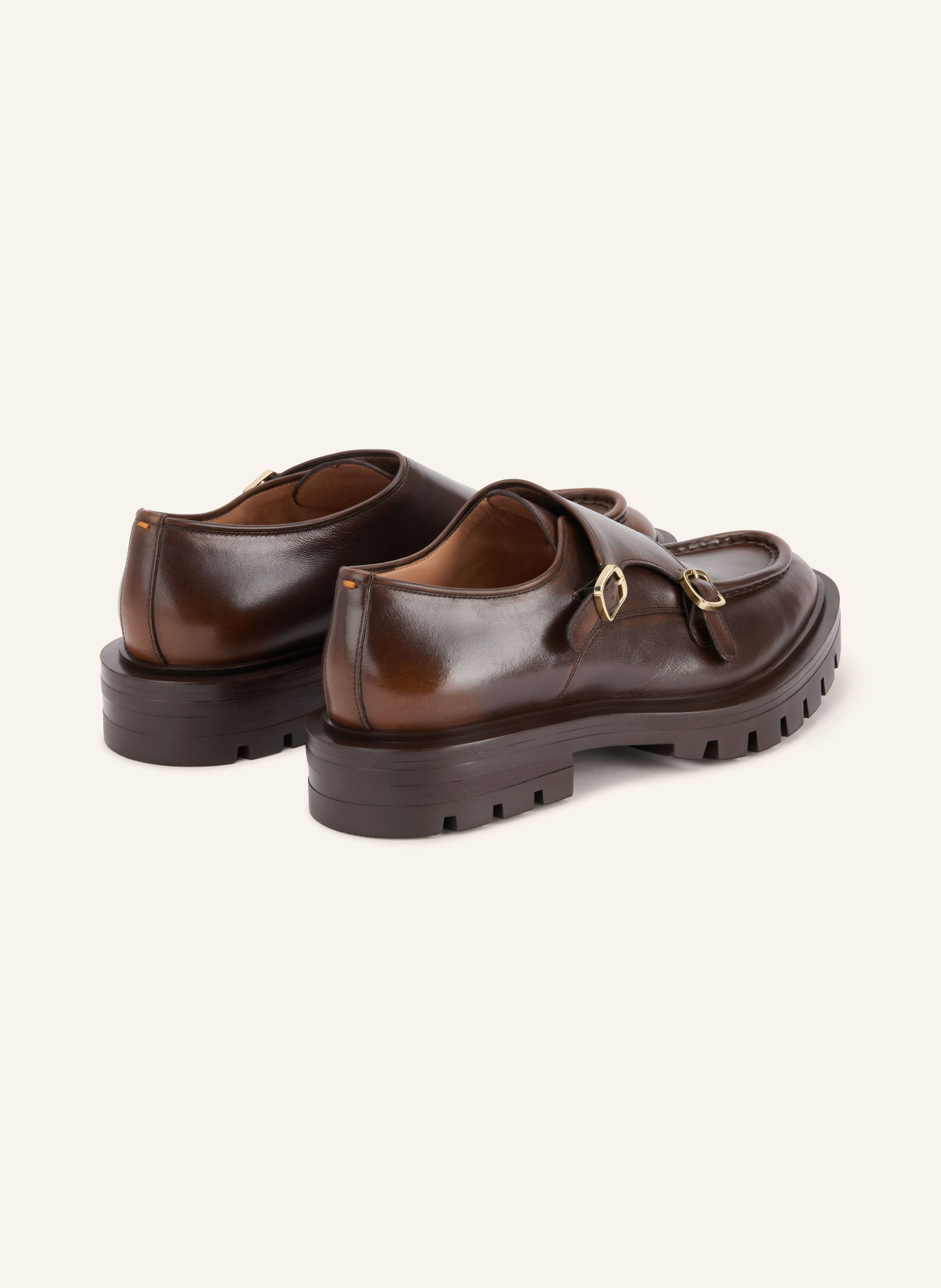 Santoni Monks met dubbele gesp: BRUIN