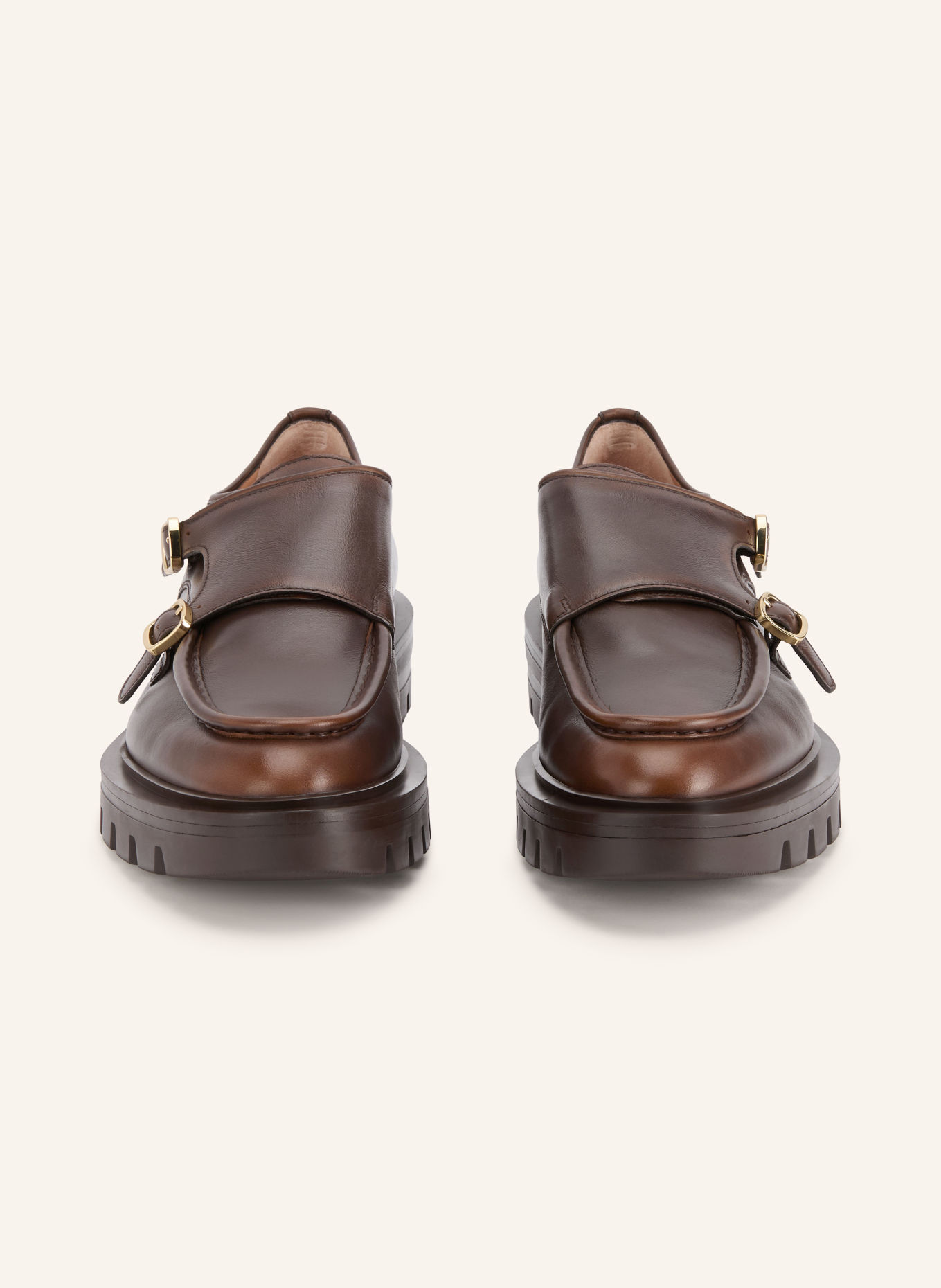 Santoni Monks met dubbele gesp: BRUIN