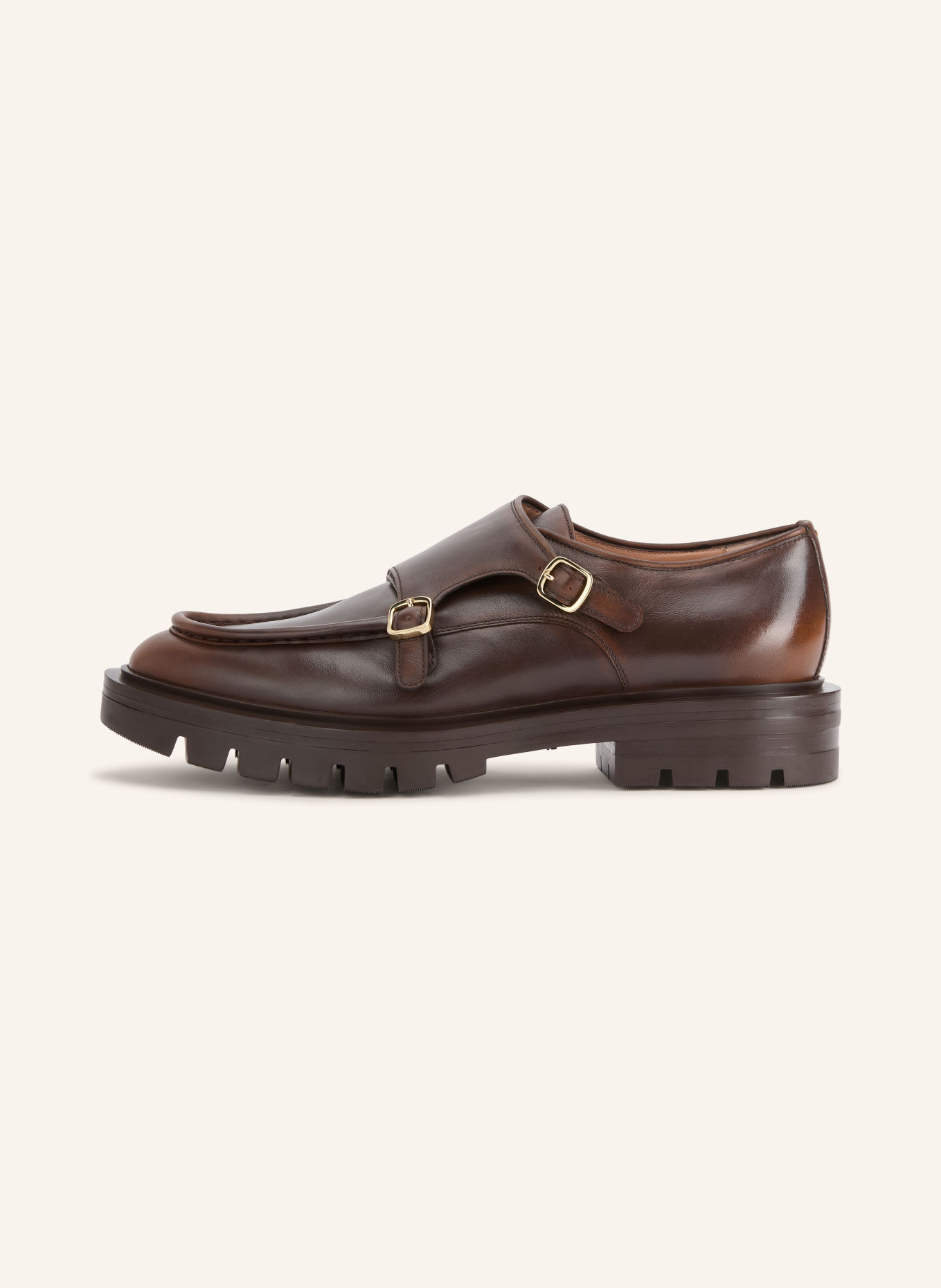 Santoni Monks met dubbele gesp: BRUIN