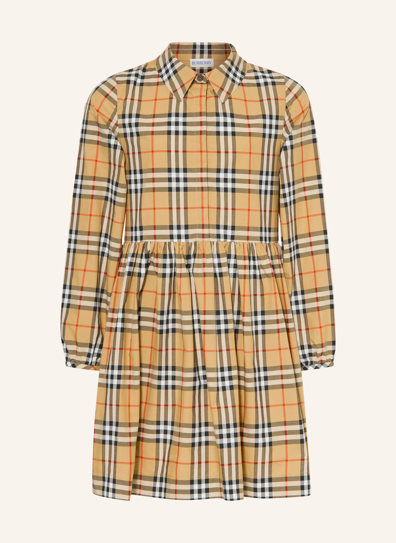 BURBERRY Hemdblusenkleid: BEIGE / ROT / SCHWARZ