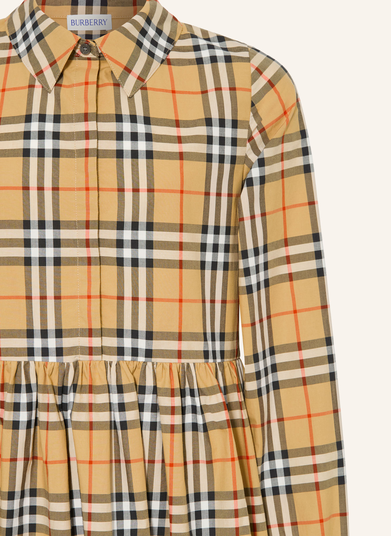 BURBERRY Hemdblusenkleid: BEIGE / ROT / SCHWARZ
