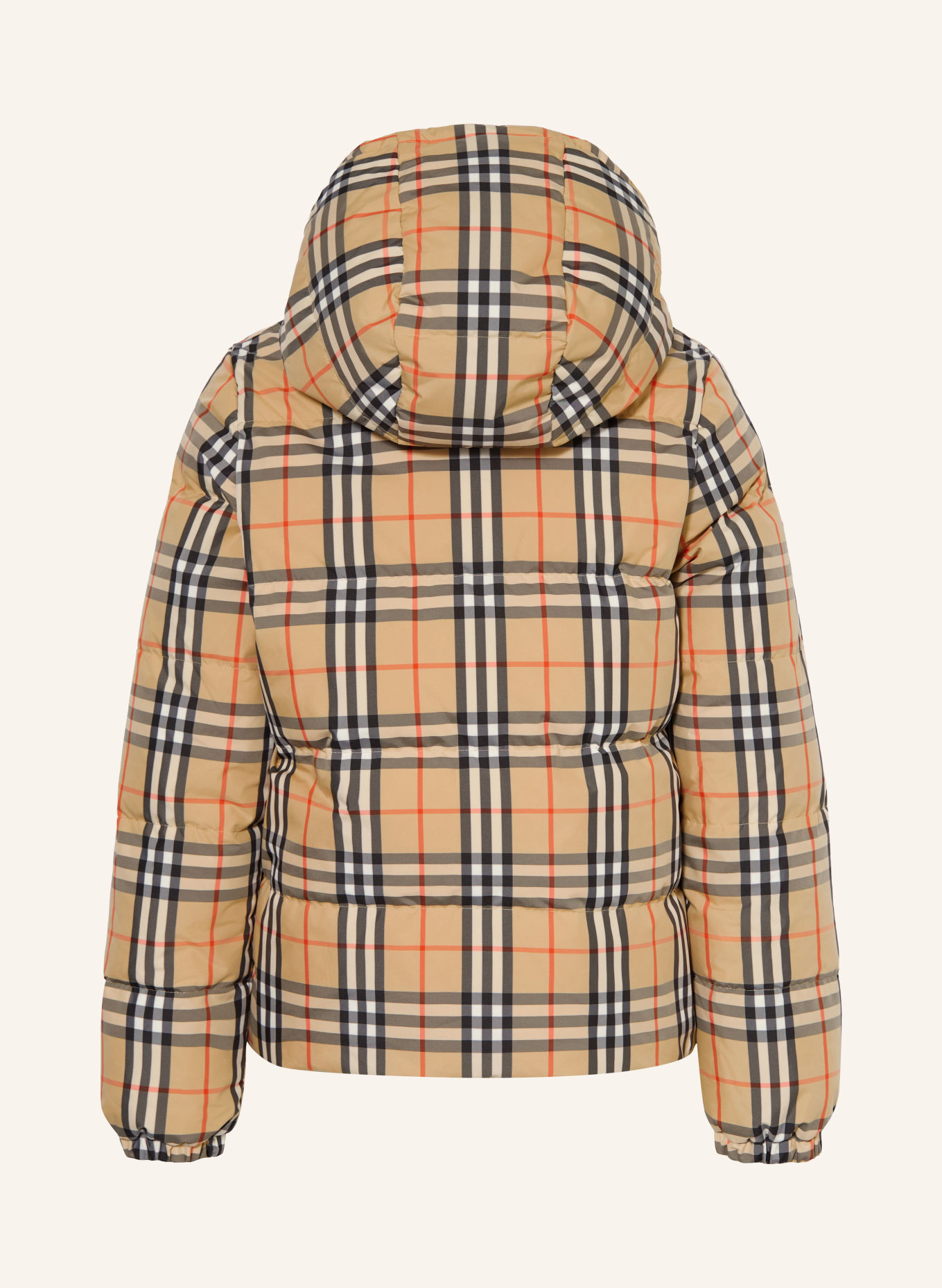 BURBERRY Reversible down jacket: BEIGE / RED / BLACK