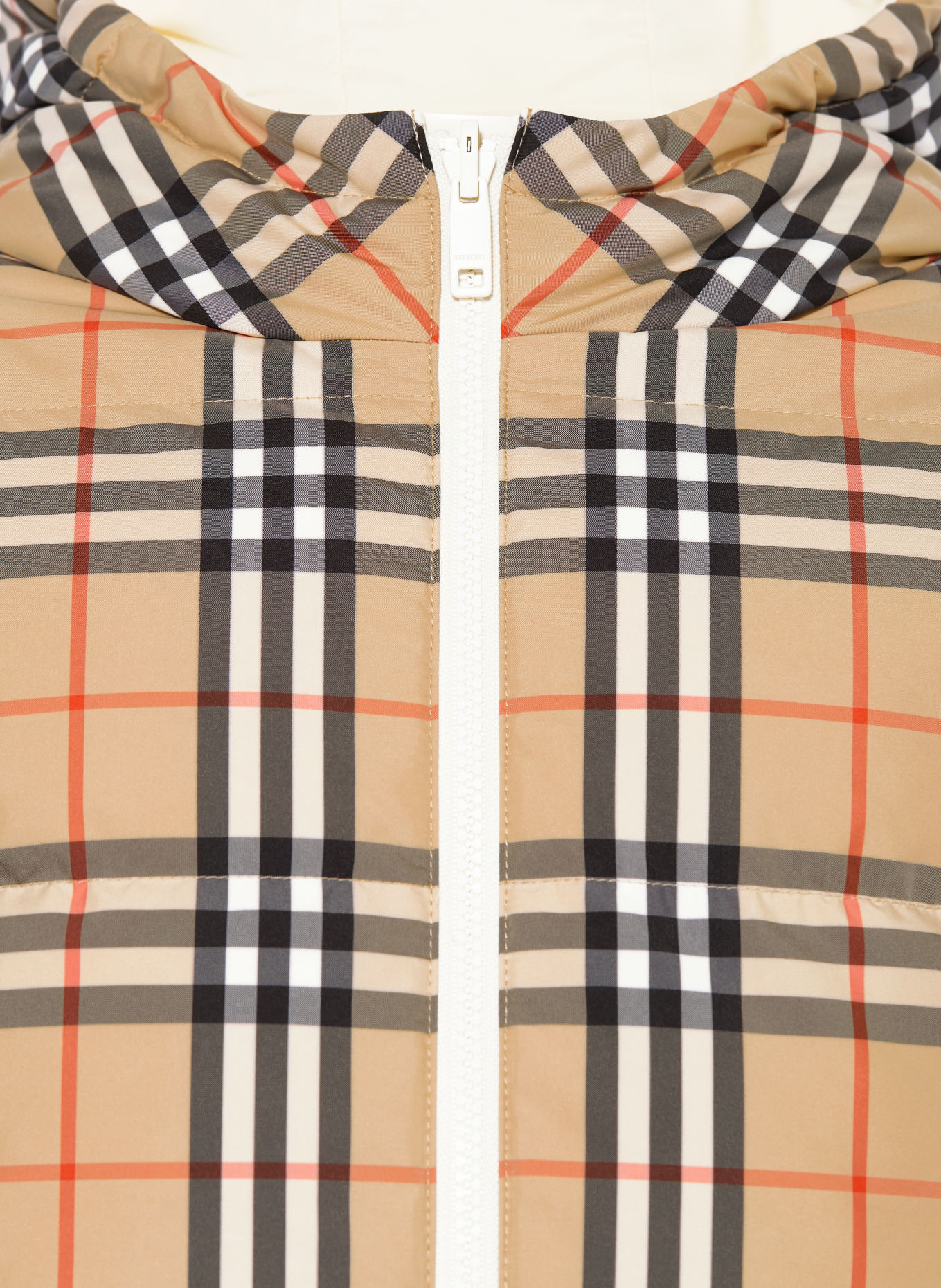 BURBERRY Reversible down jacket: BEIGE / RED / BLACK