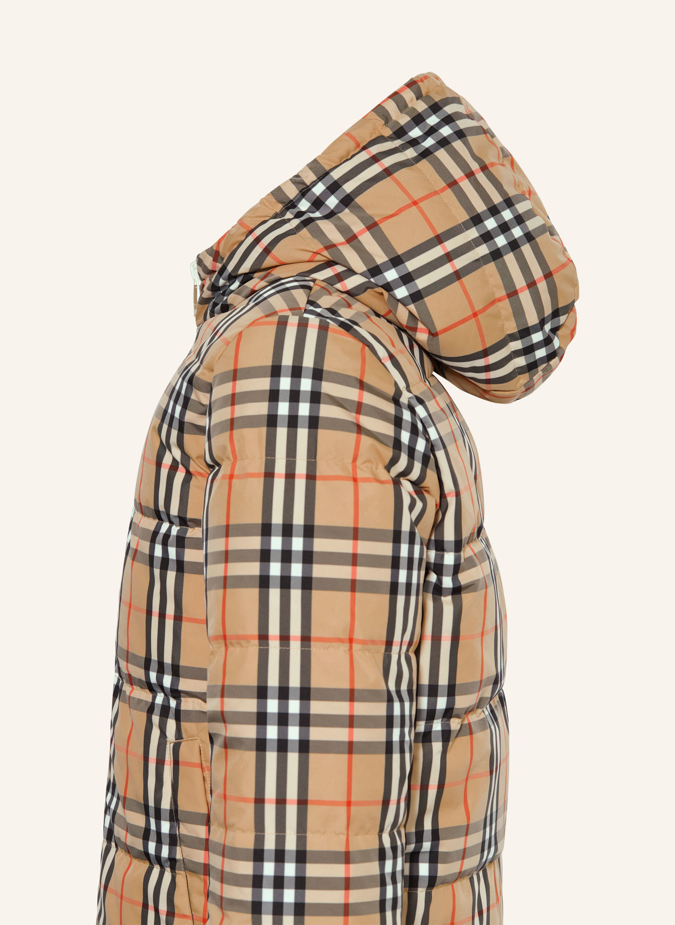BURBERRY Reversible down jacket: BEIGE / RED / BLACK
