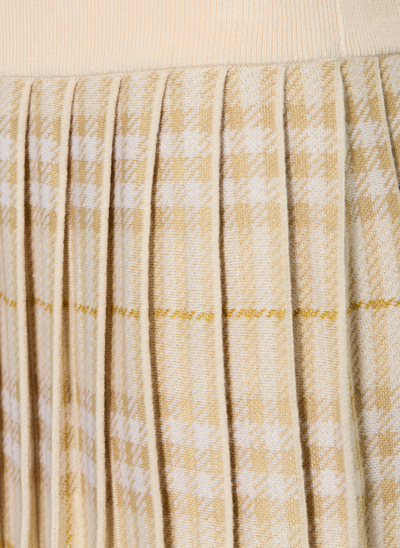 BURBERRY Strickrock mit Glitzergarn: BEIGE / GOLD / CREME