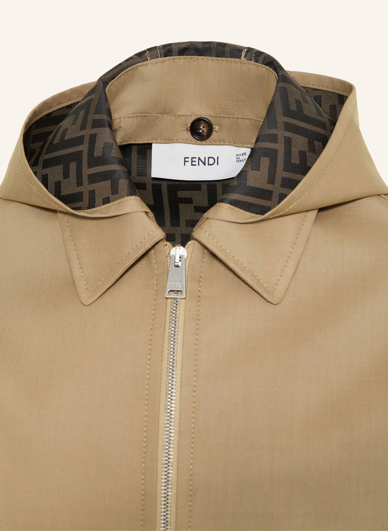 FENDI Jacka med avtagbar huva: LJUSBRUN