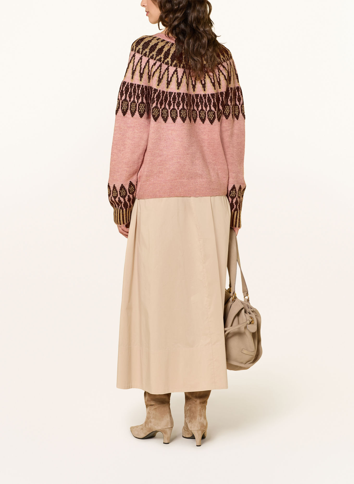 Miss Lagotte Pull en fil pailleté: ROSE / MARRON FONCÉ / BEIGE