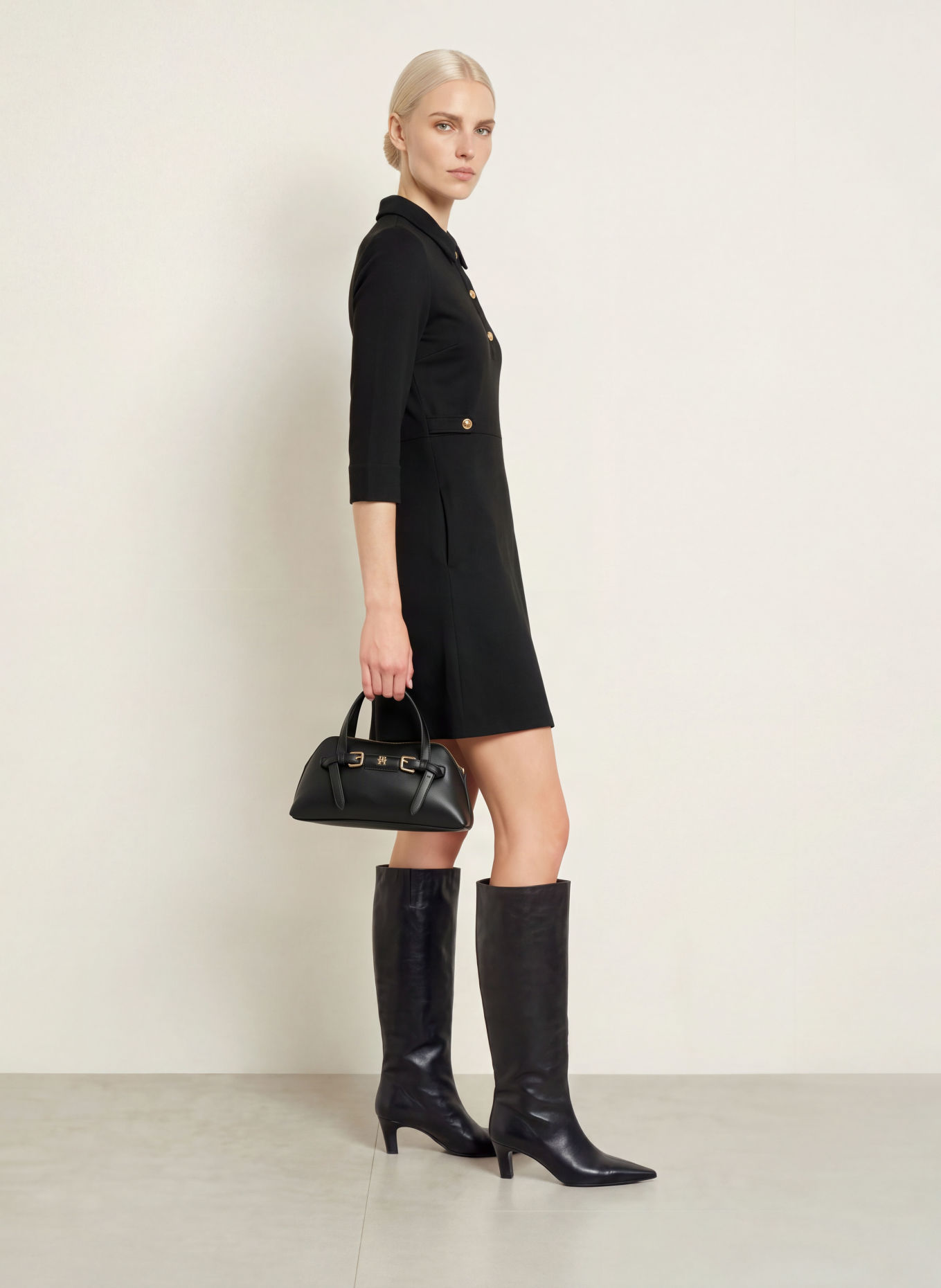 Miss Lagotte Jerseykleid mit 3/4-Arm: SCHWARZ