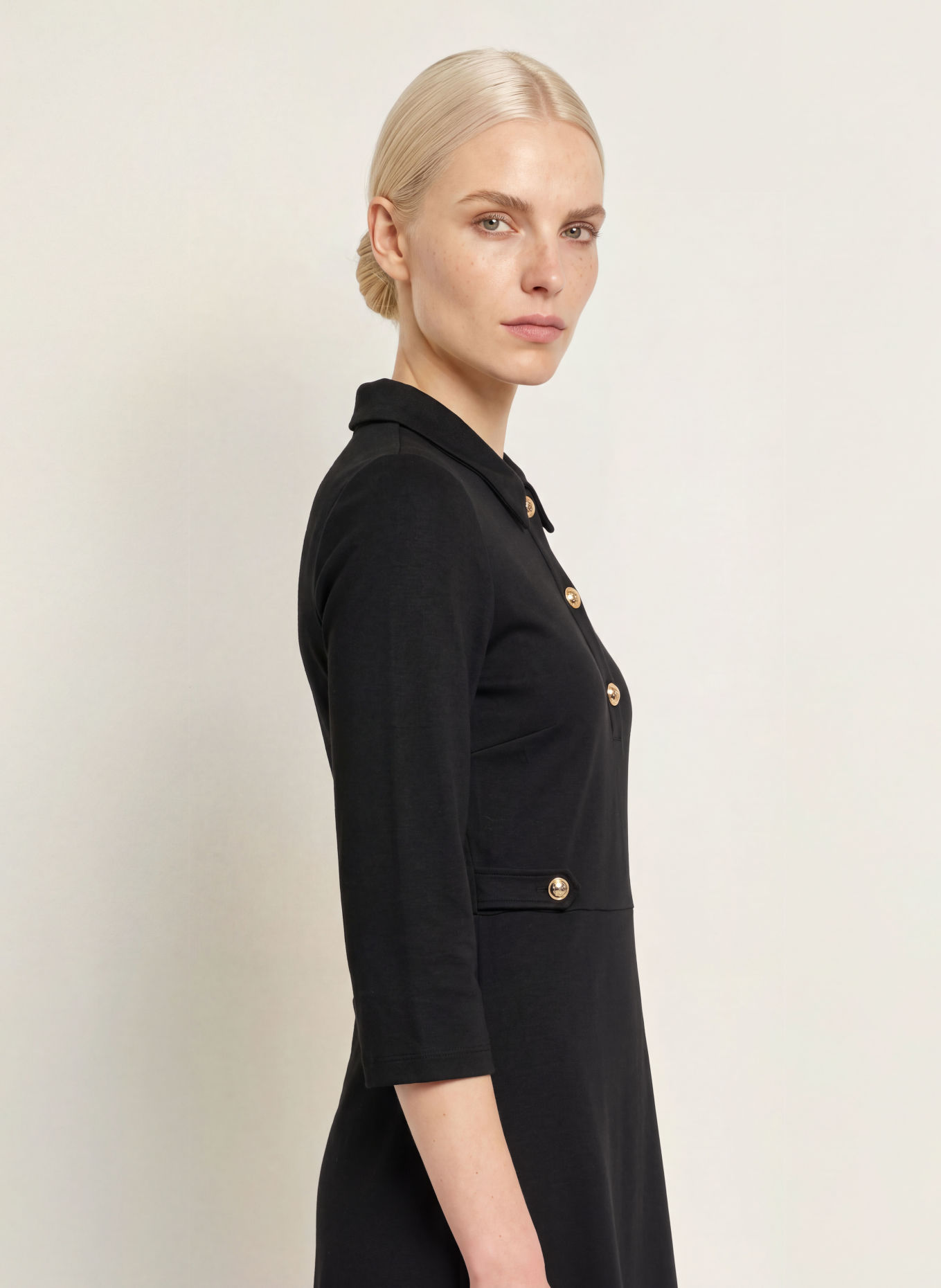 Miss Lagotte Jerseykleid mit 3/4-Arm: SCHWARZ