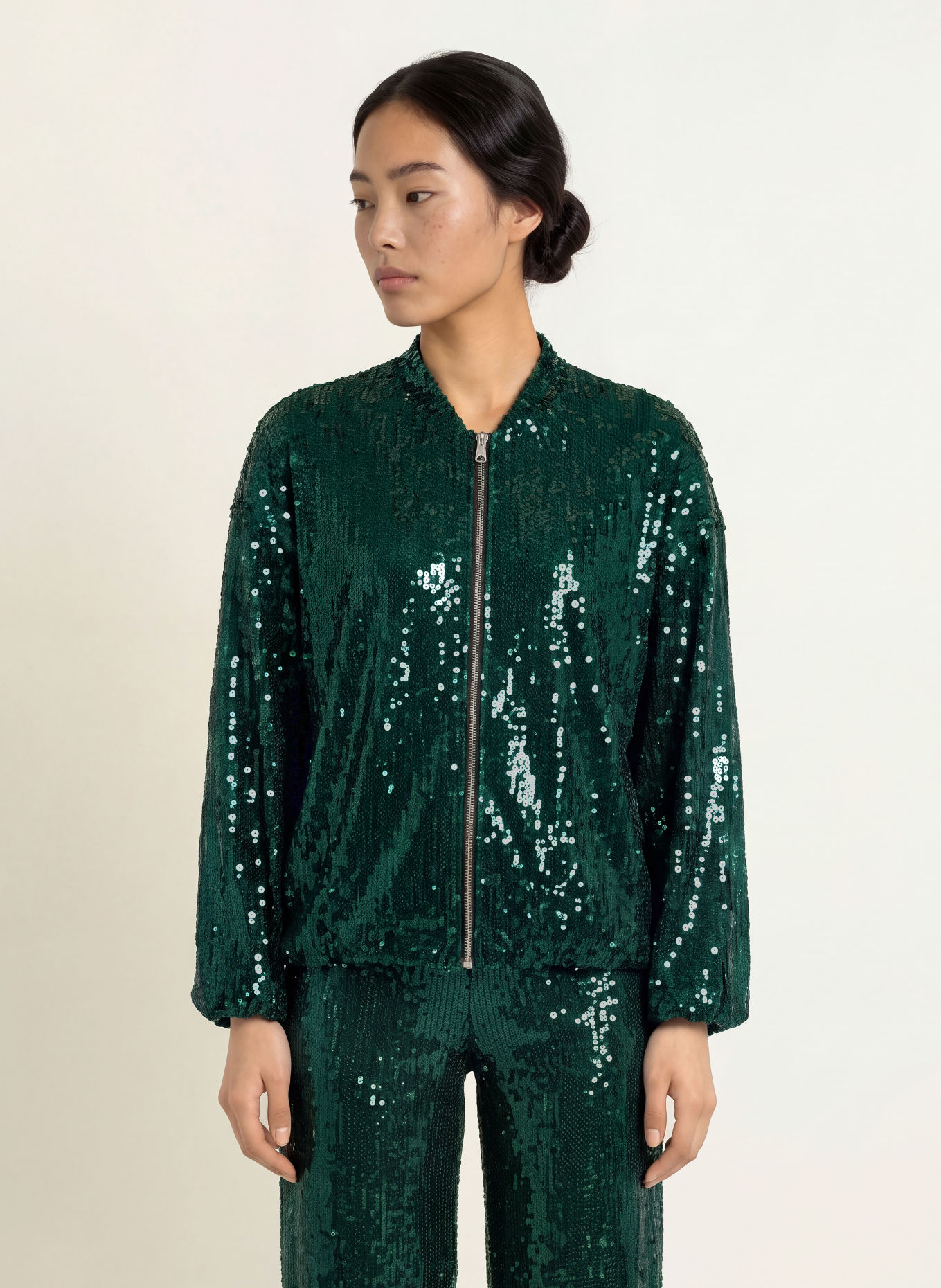miss goodlife Blouson GLAMOUR GLOW met pailletten: GROEN