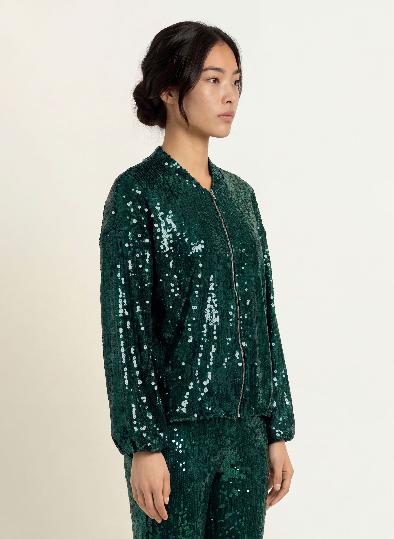 miss goodlife Blouson GLAMOUR GLOW met pailletten: GROEN