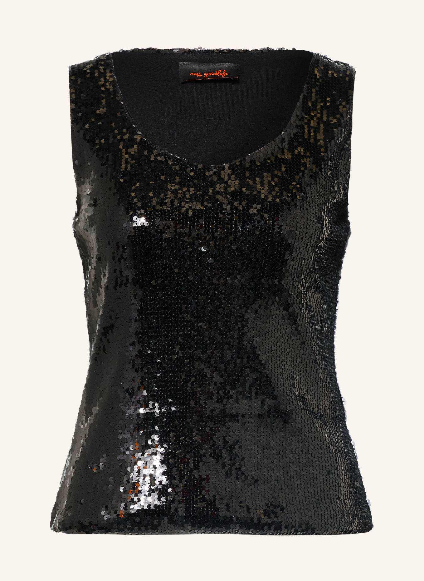 miss goodlife GLAMOUR GLOW Top with Sequins: BLACK