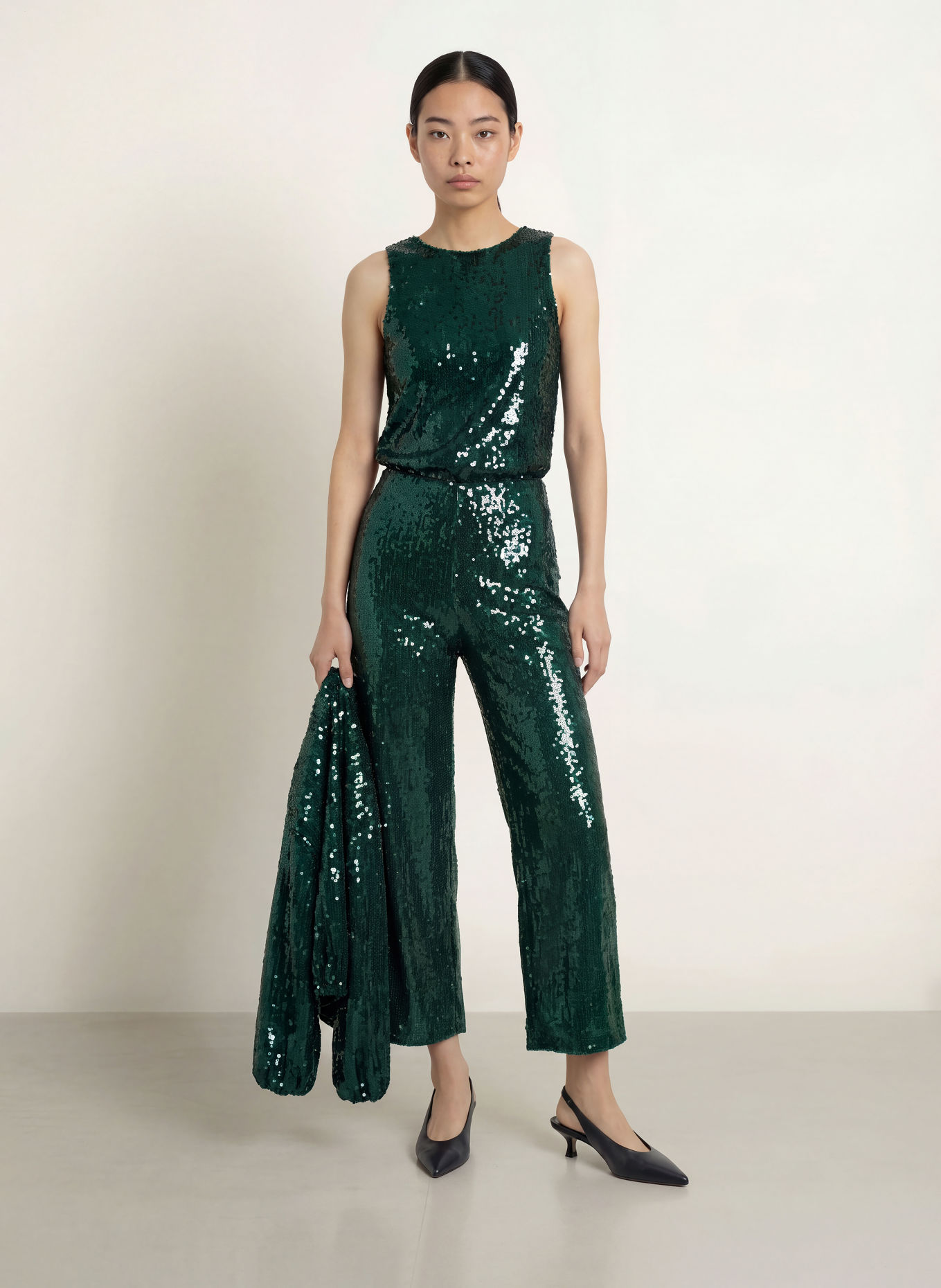 miss goodlife Top GLAMOUR GLOW mit Pailletten: DUNKELGRÜN
