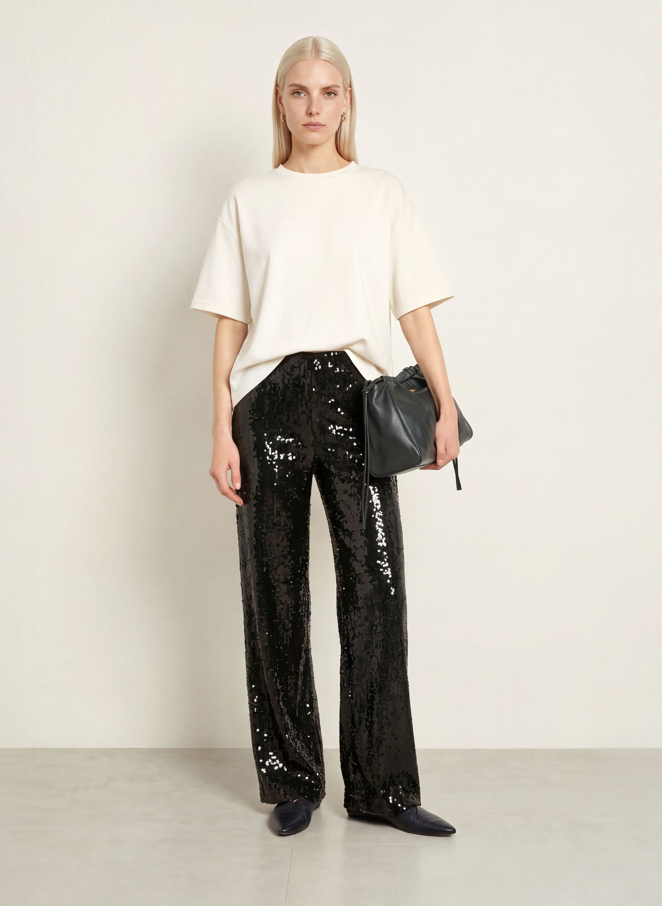 miss goodlife Marlene-broek met pailletten: ZWART