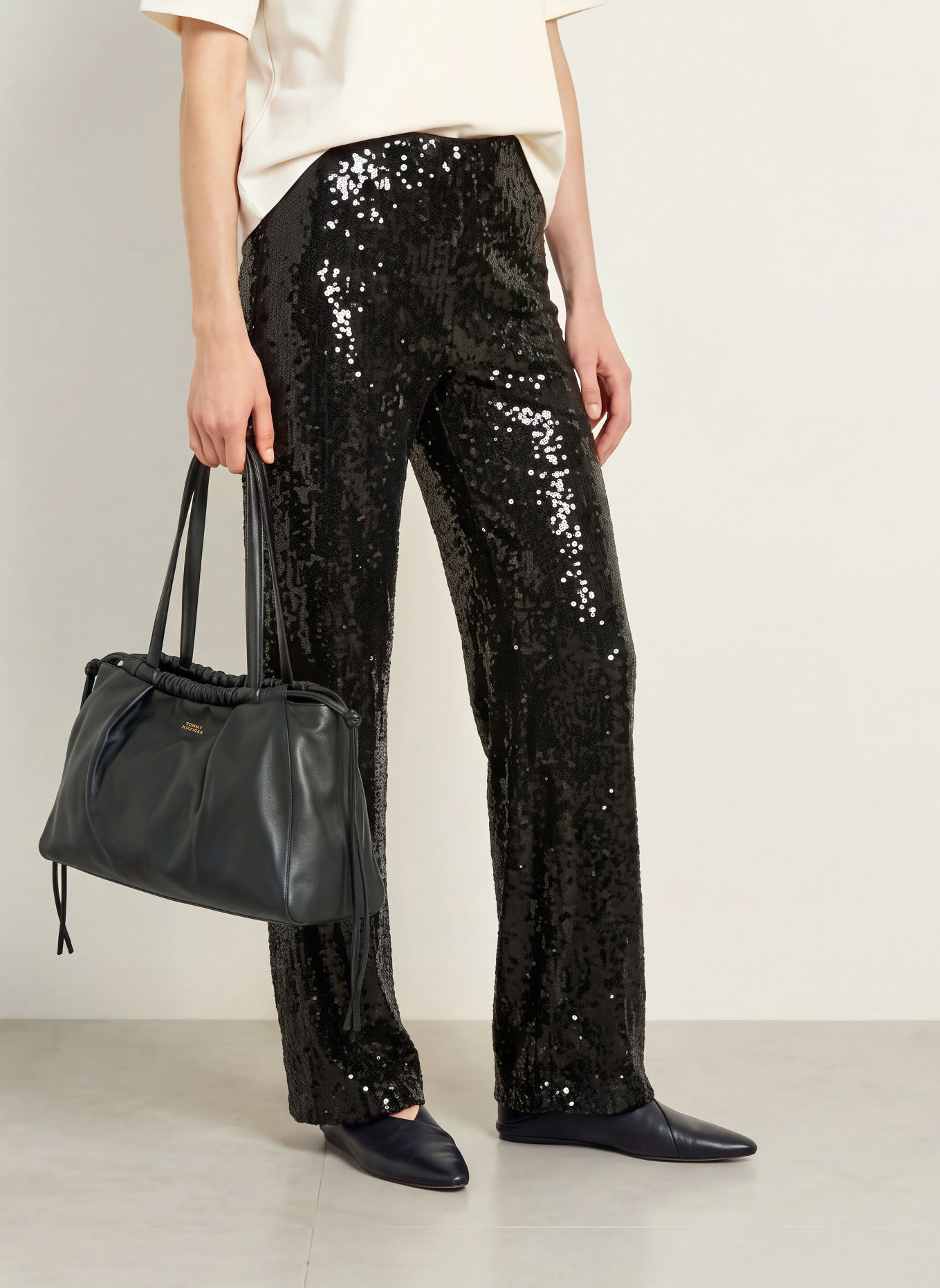 miss goodlife Marlene-broek met pailletten: ZWART