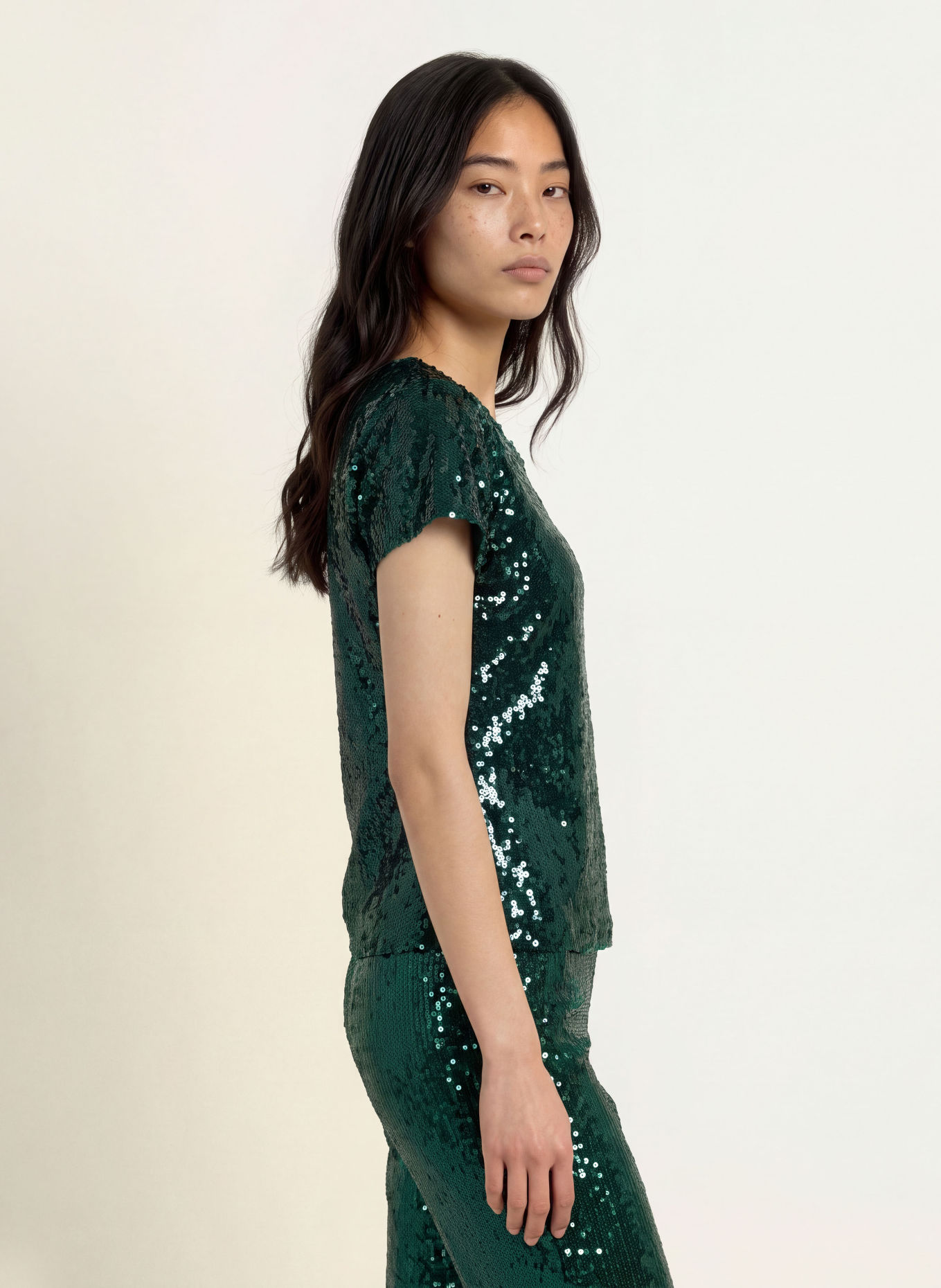 miss goodlife GLAMOUR GLOW T-shirt with sequins: DARK GREEN