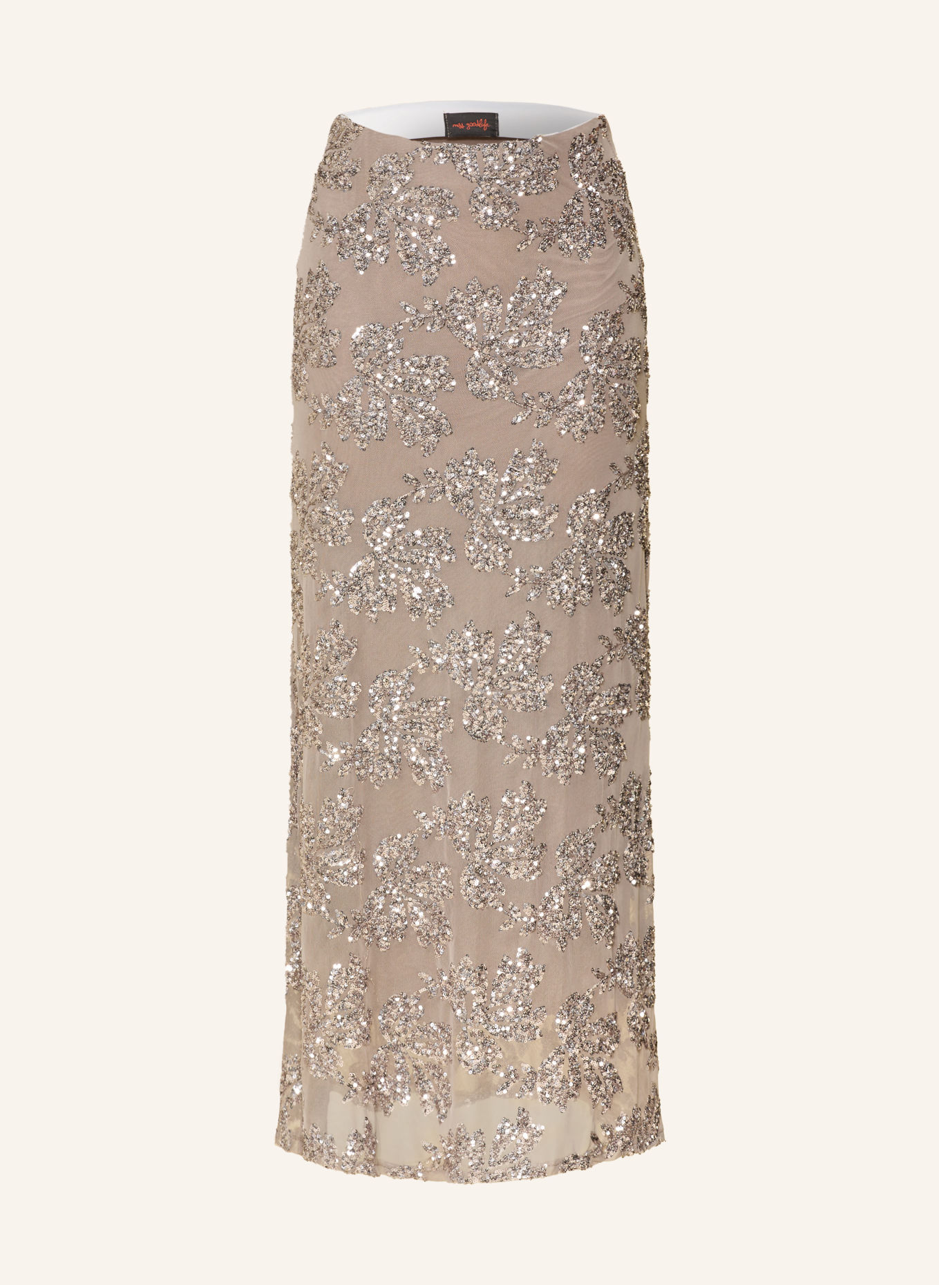 miss goodlife Mesh skirt with sequins: TAUPE