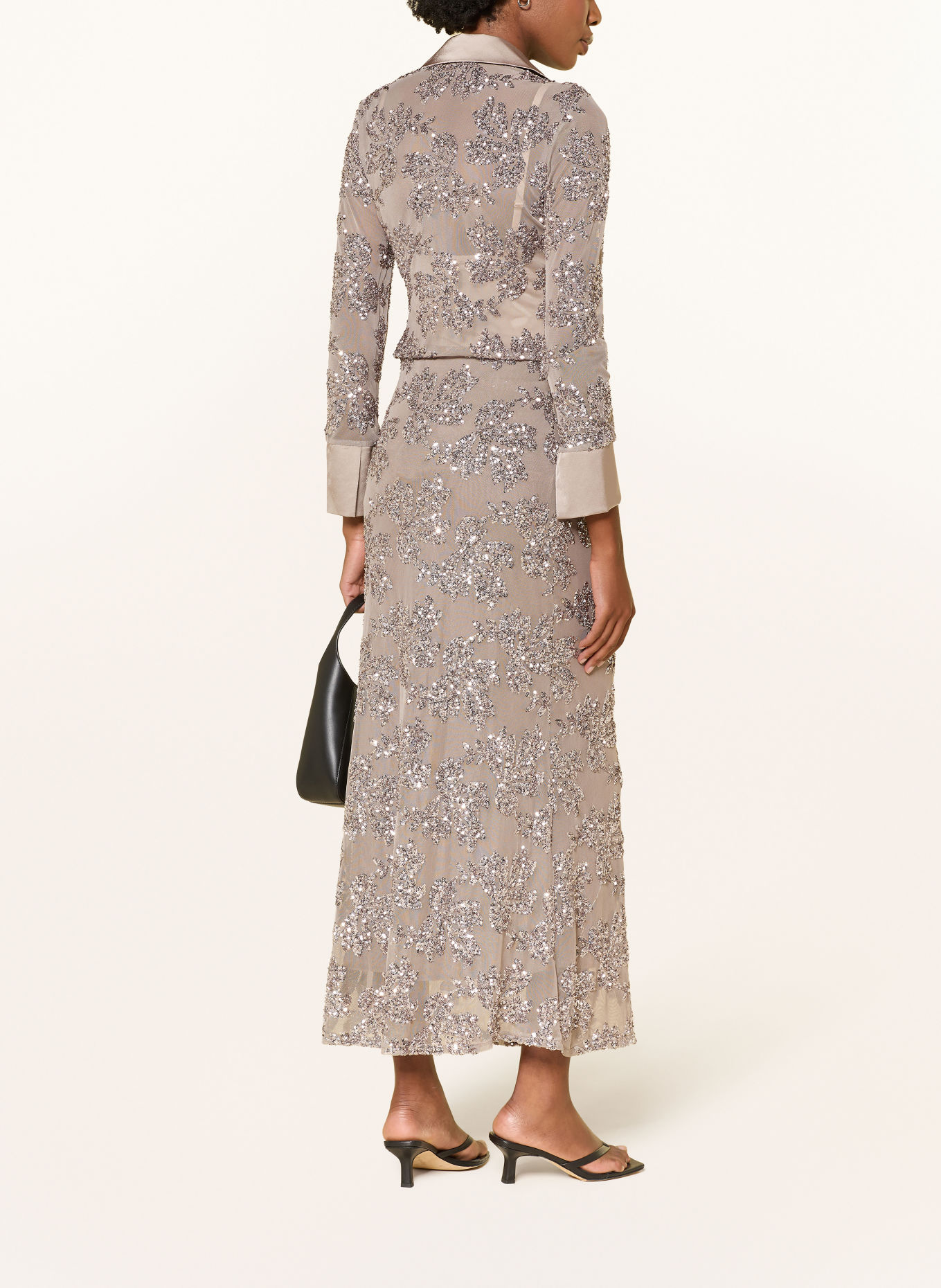 miss goodlife Mesh skirt with sequins: TAUPE