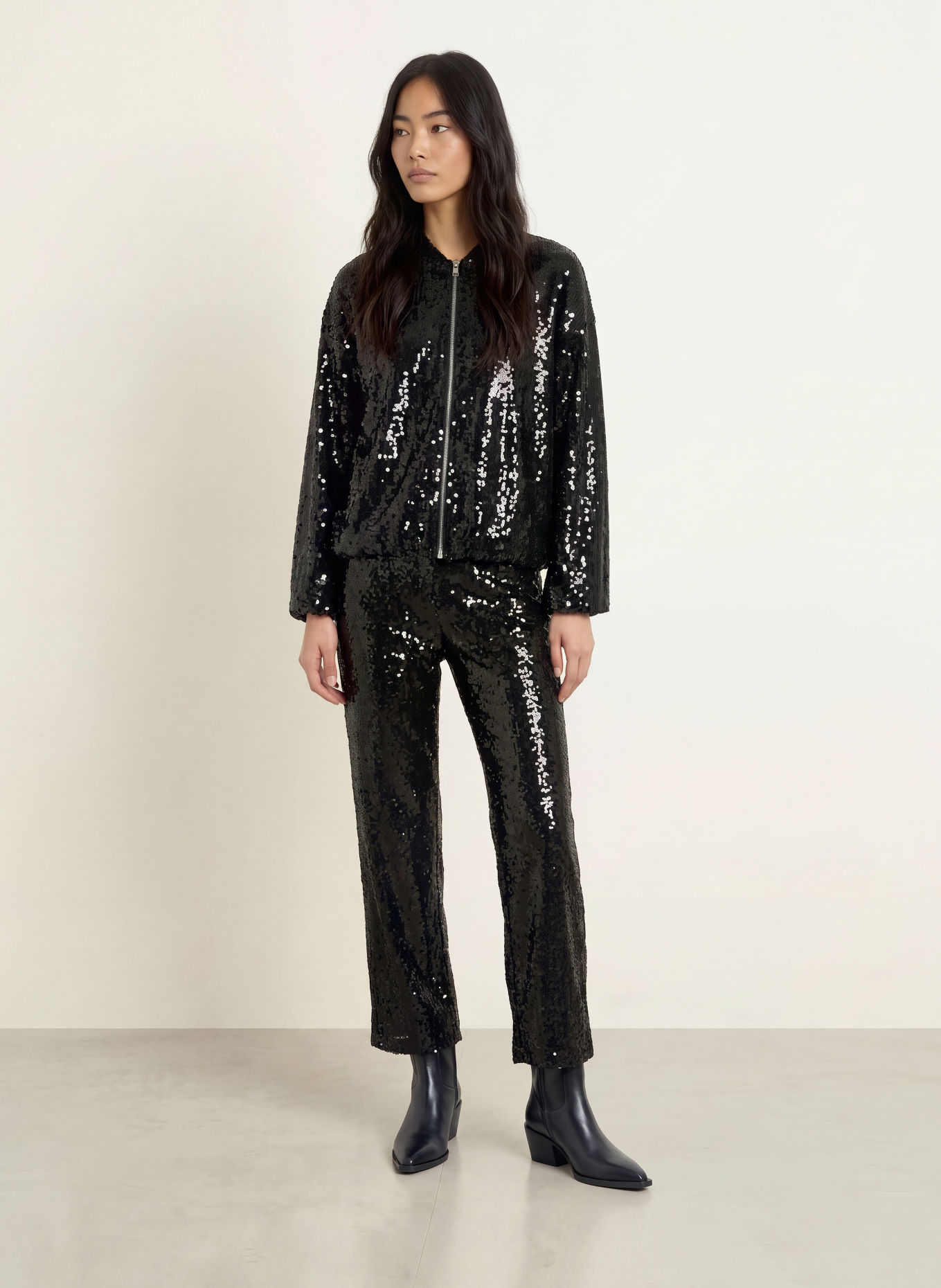 miss goodlife Blouson met pailletten: ZWART