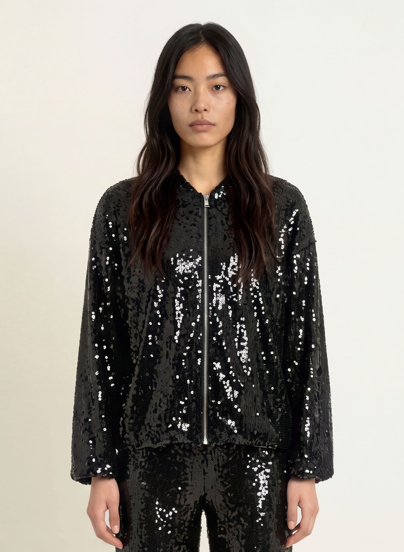 miss goodlife Blouson met pailletten: ZWART