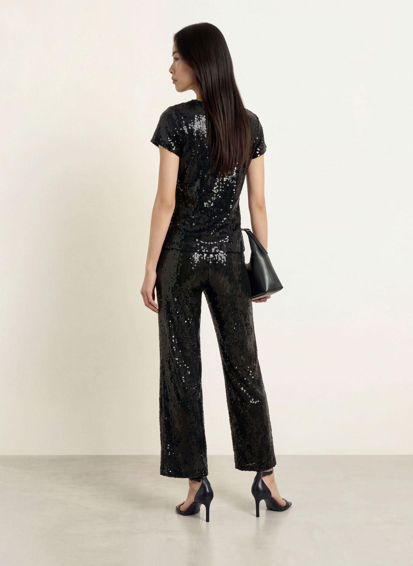 miss goodlife GLAMOUR GLOW T-shirt with sequins: BLACK