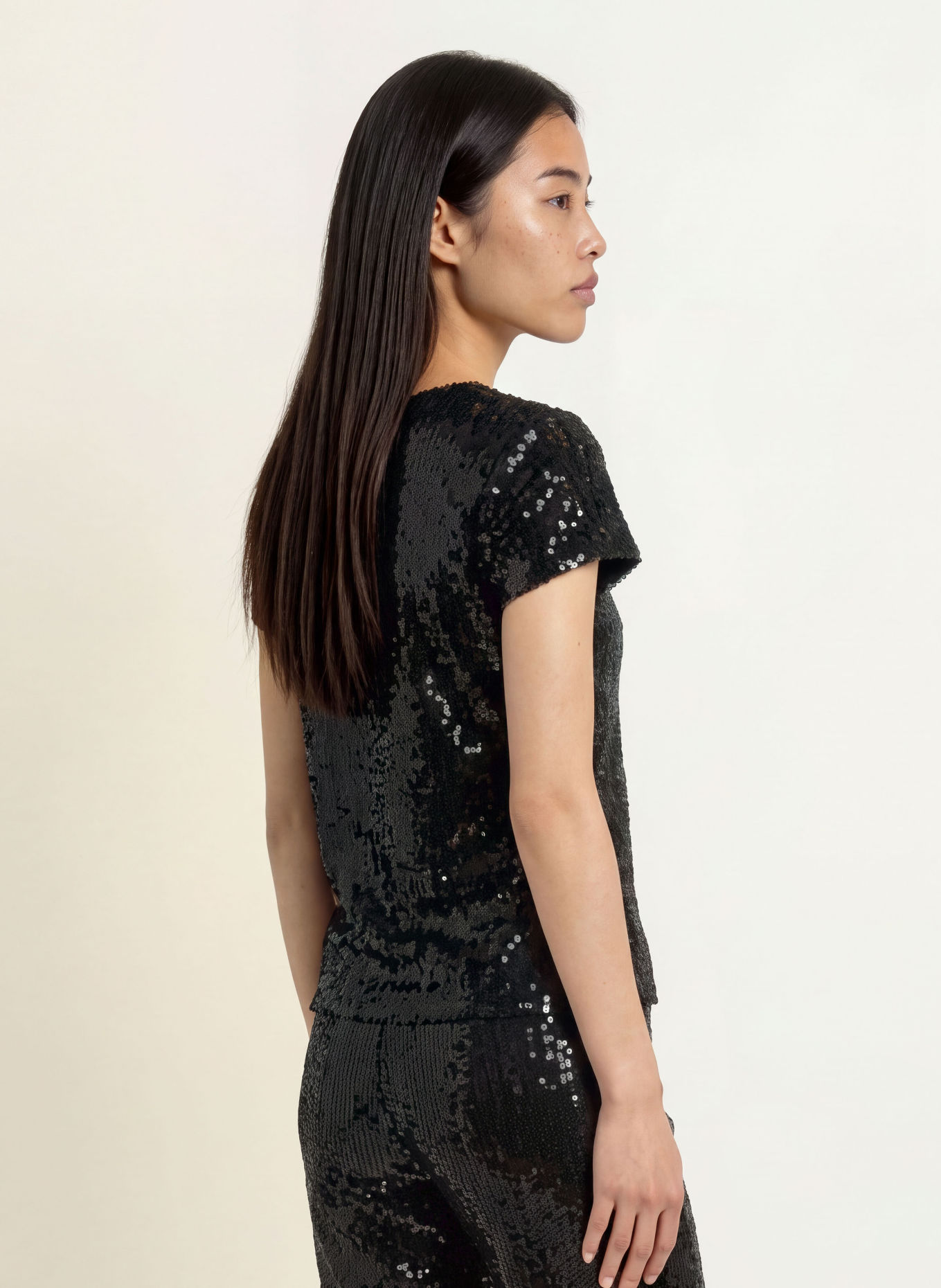 miss goodlife GLAMOUR GLOW T-shirt with sequins: BLACK