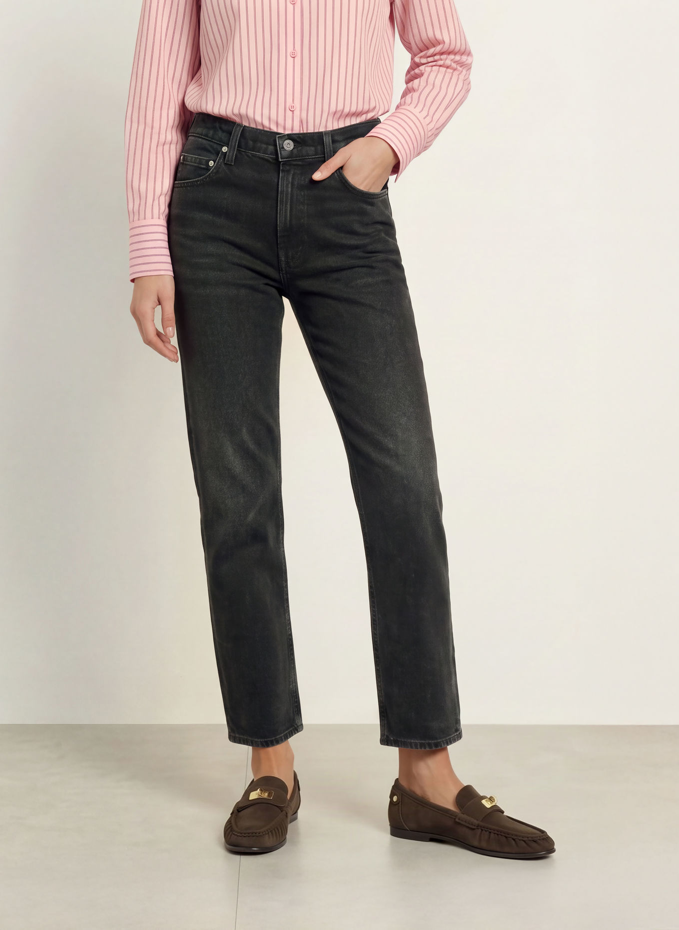 CITIZENS of HUMANITY Straight Jeans SAVANNAH CIGARETTE: STOMY STORMY (DK BLACK CLEAN)