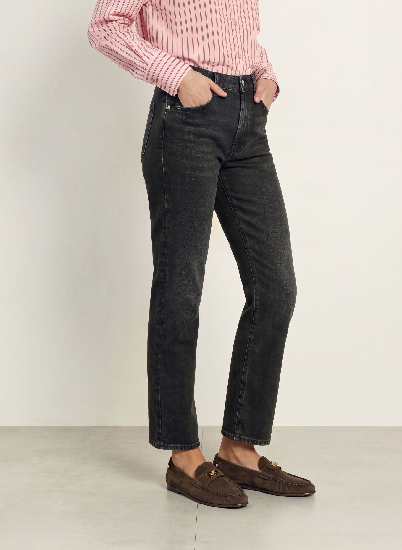CITIZENS of HUMANITY Straight Jeans SAVANNAH CIGARETTE: STOMY STORMY (DK BLACK CLEAN)