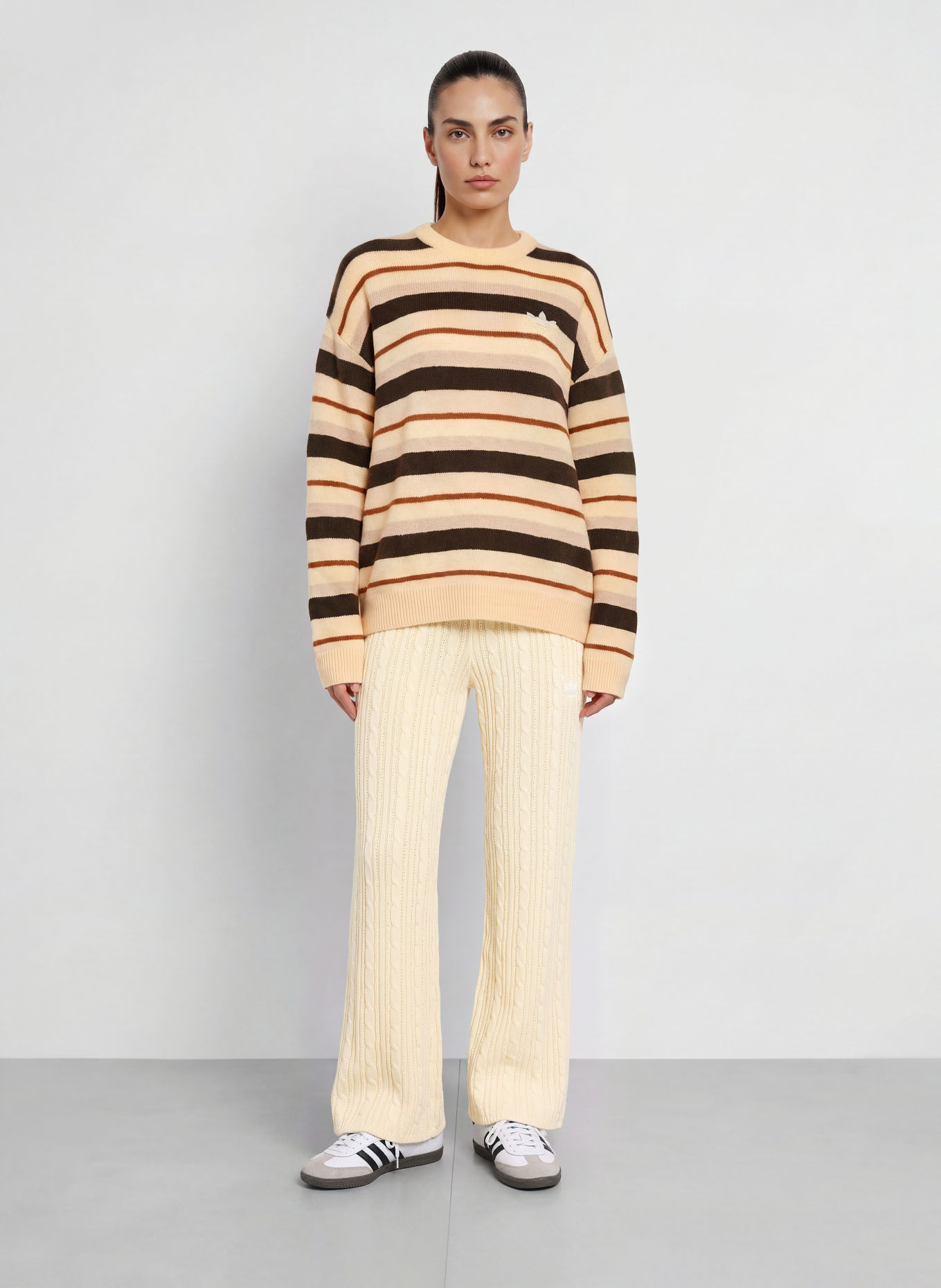 adidas Originals KNITTED Knit Pants: LIGHT YELLOW / CREAM