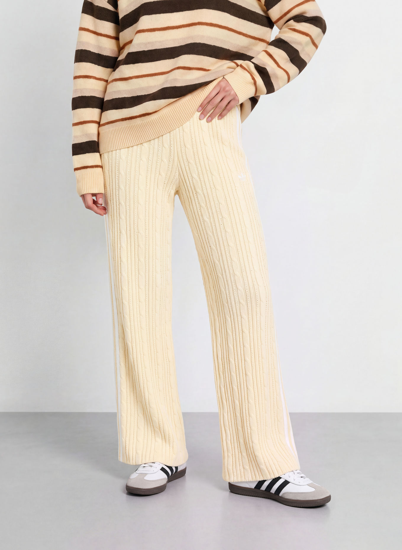 adidas Originals KNITTED Knit Pants: LIGHT YELLOW / CREAM