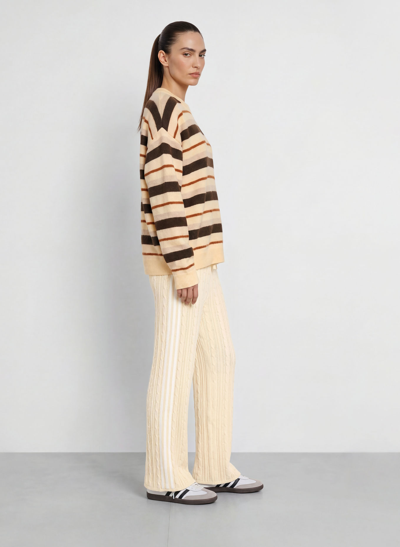adidas Originals KNITTED Knit Pants: LIGHT YELLOW / CREAM