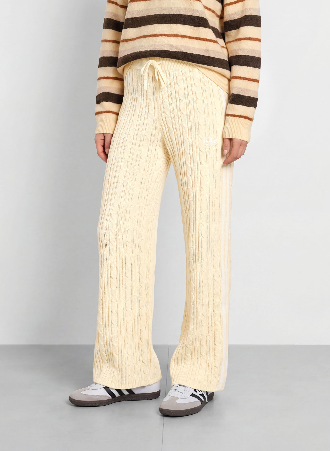 adidas Originals KNITTED Knit Pants: LIGHT YELLOW / CREAM
