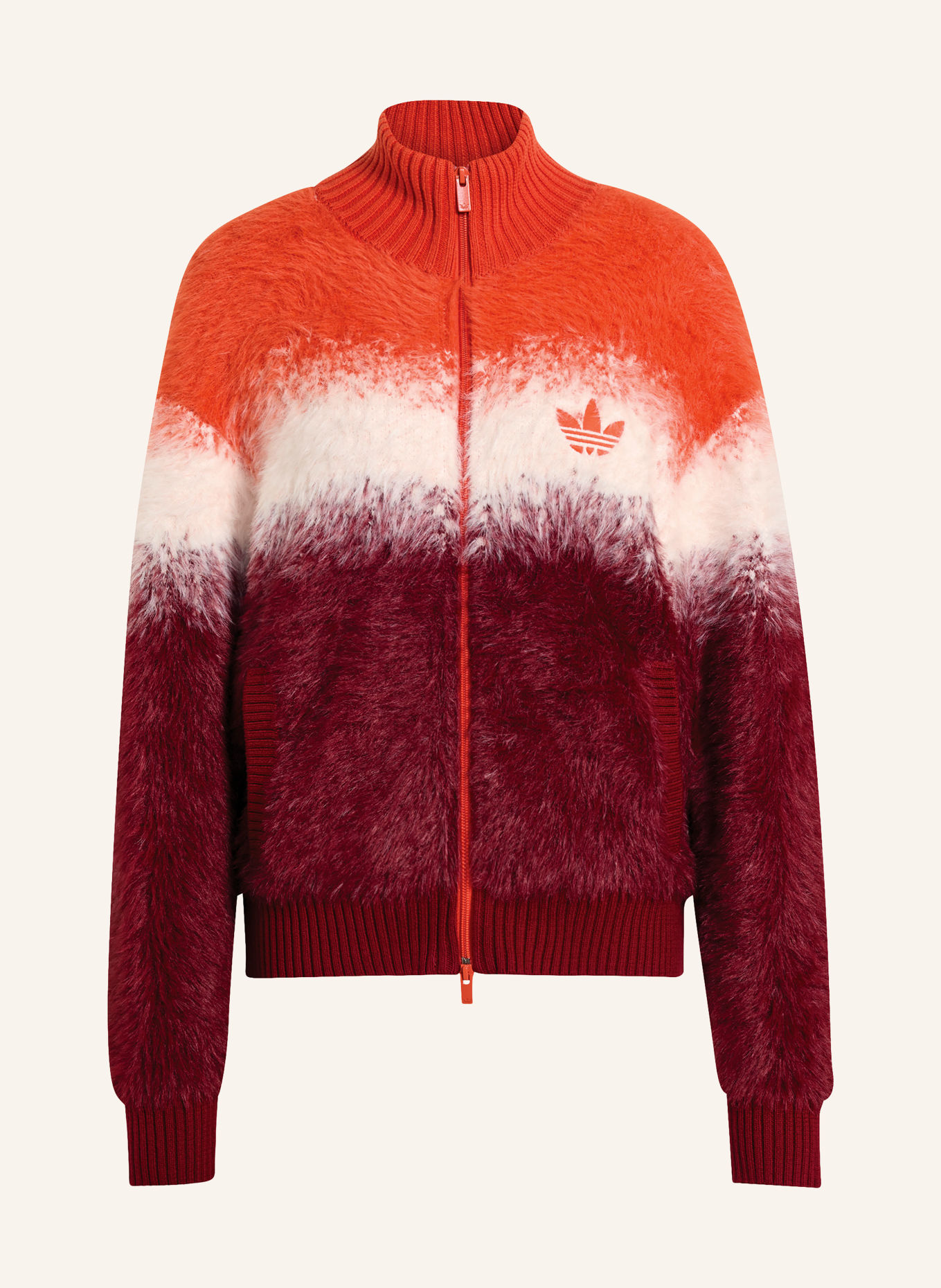 adidas Originals Cardigan KN FLUF HAIR TT: ORANGE / DARK RED / WHITE