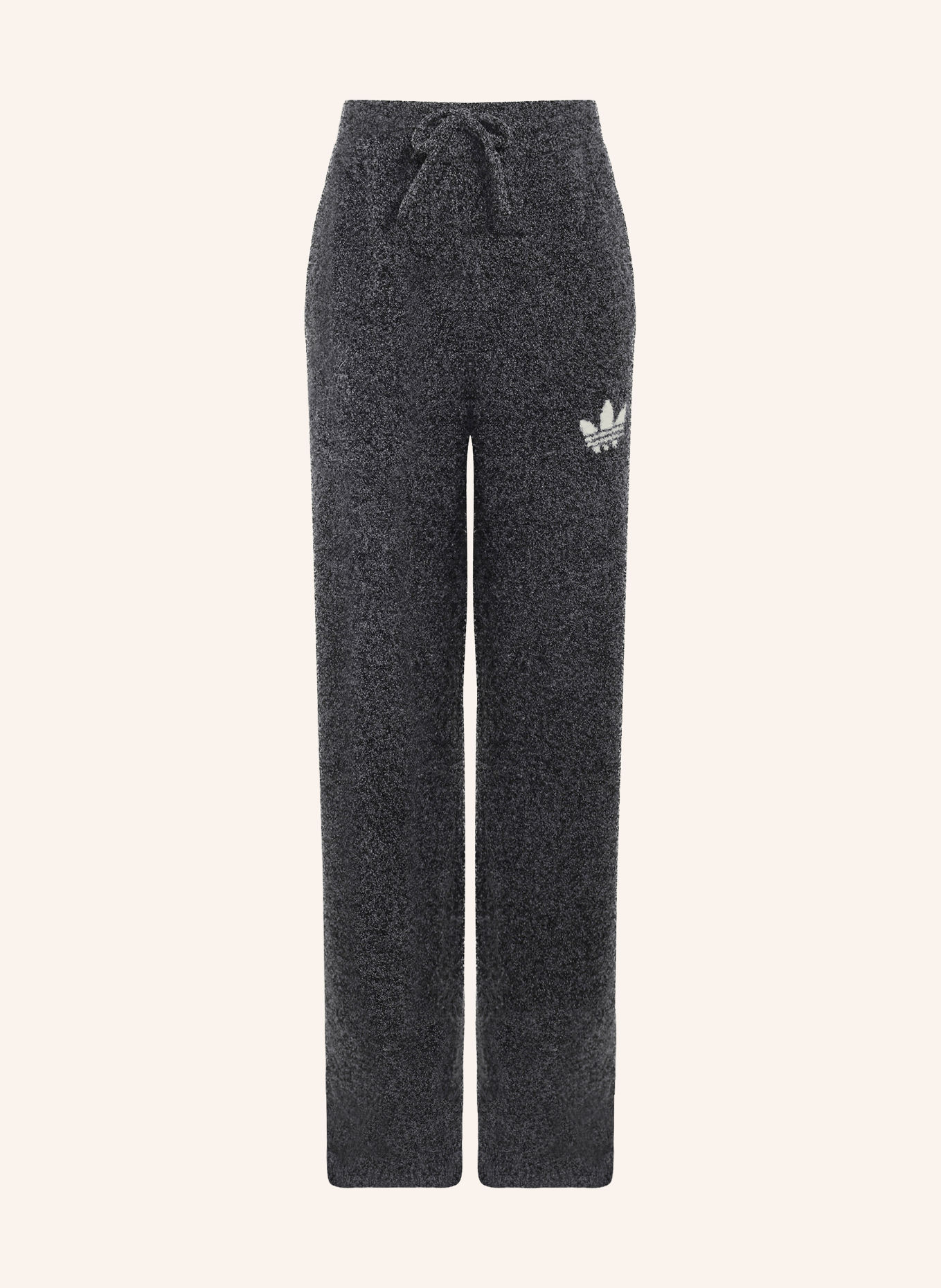 adidas Originals Spodnie treningowe ESSENTIALS z tkaniny bouclé: CZARNY / CZIEMNOSZARY