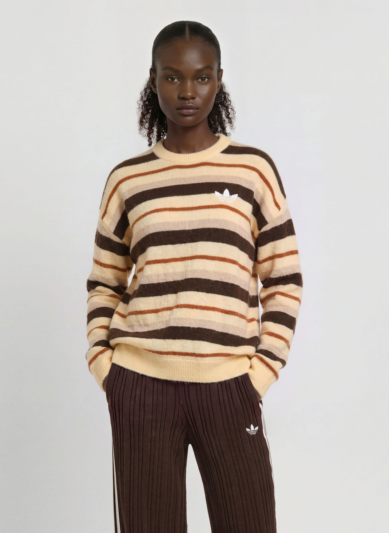adidas Originals KNIT ESSENTIALS Sweaters: LIGHT BROWN / DARK BROWN / BROWN