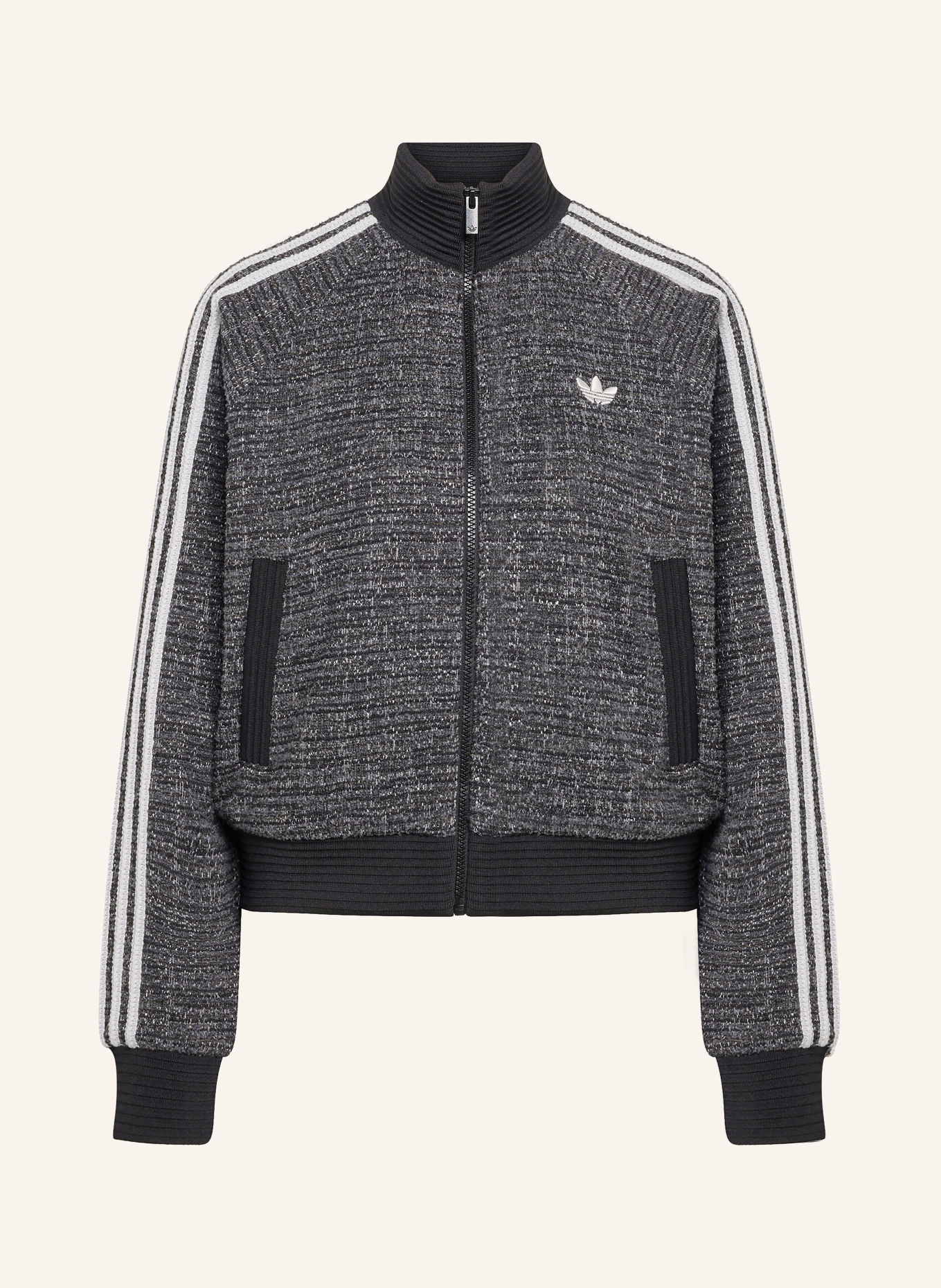 adidas Originals Bouclé bluzon BOUCLÉ VINTAGE: ČERNÁ / ŠEDÁ / BÍLÁ